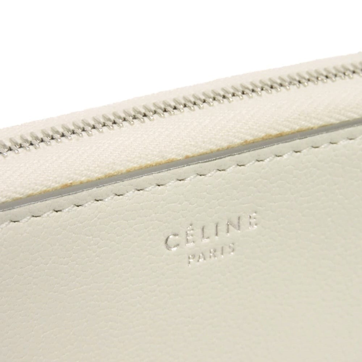 Celine Gray White Leather Long Wallet (Bi-Fold) (Pre-Owned)