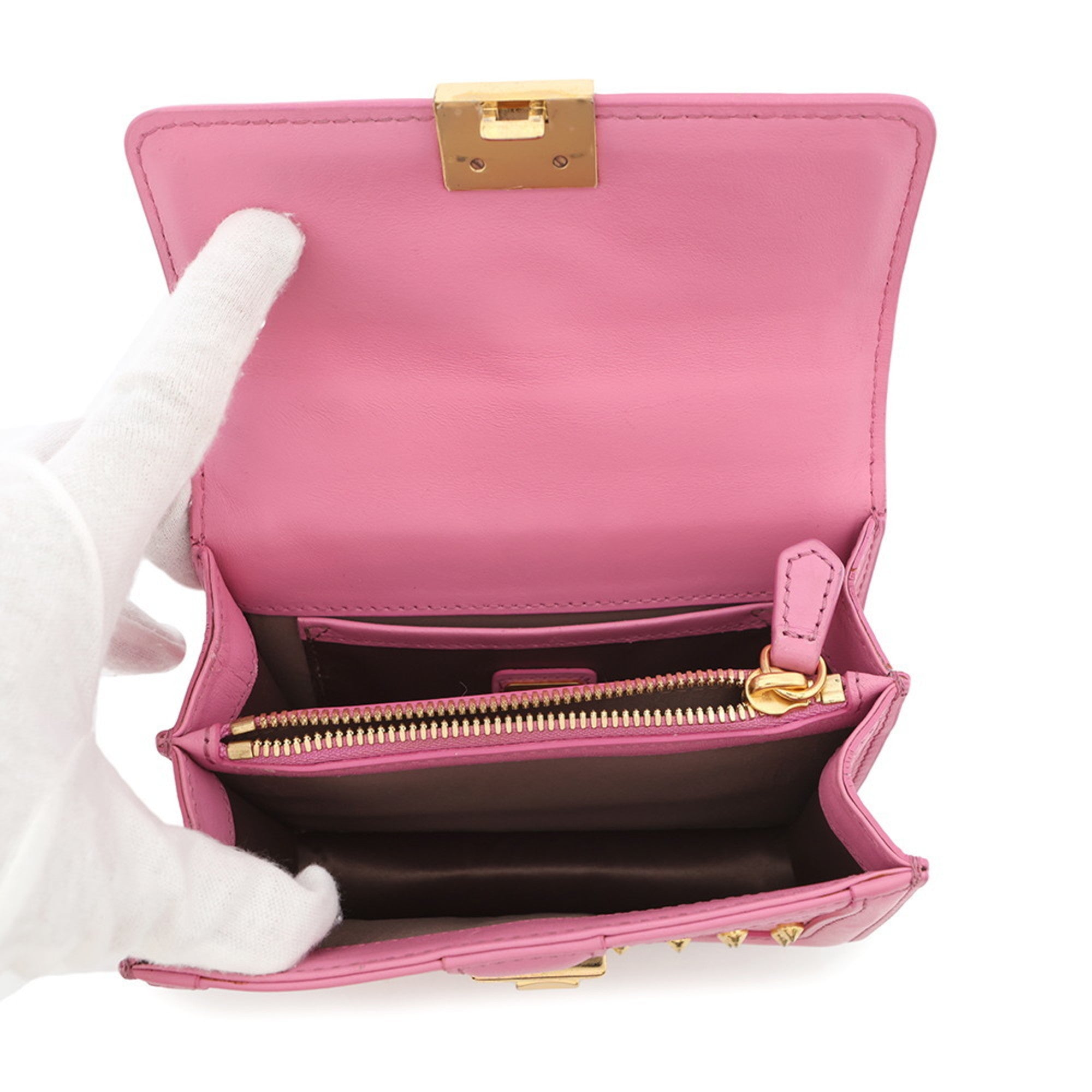 Mcm Pink Leather Rhinestone Handbag (Pre-Owned)
