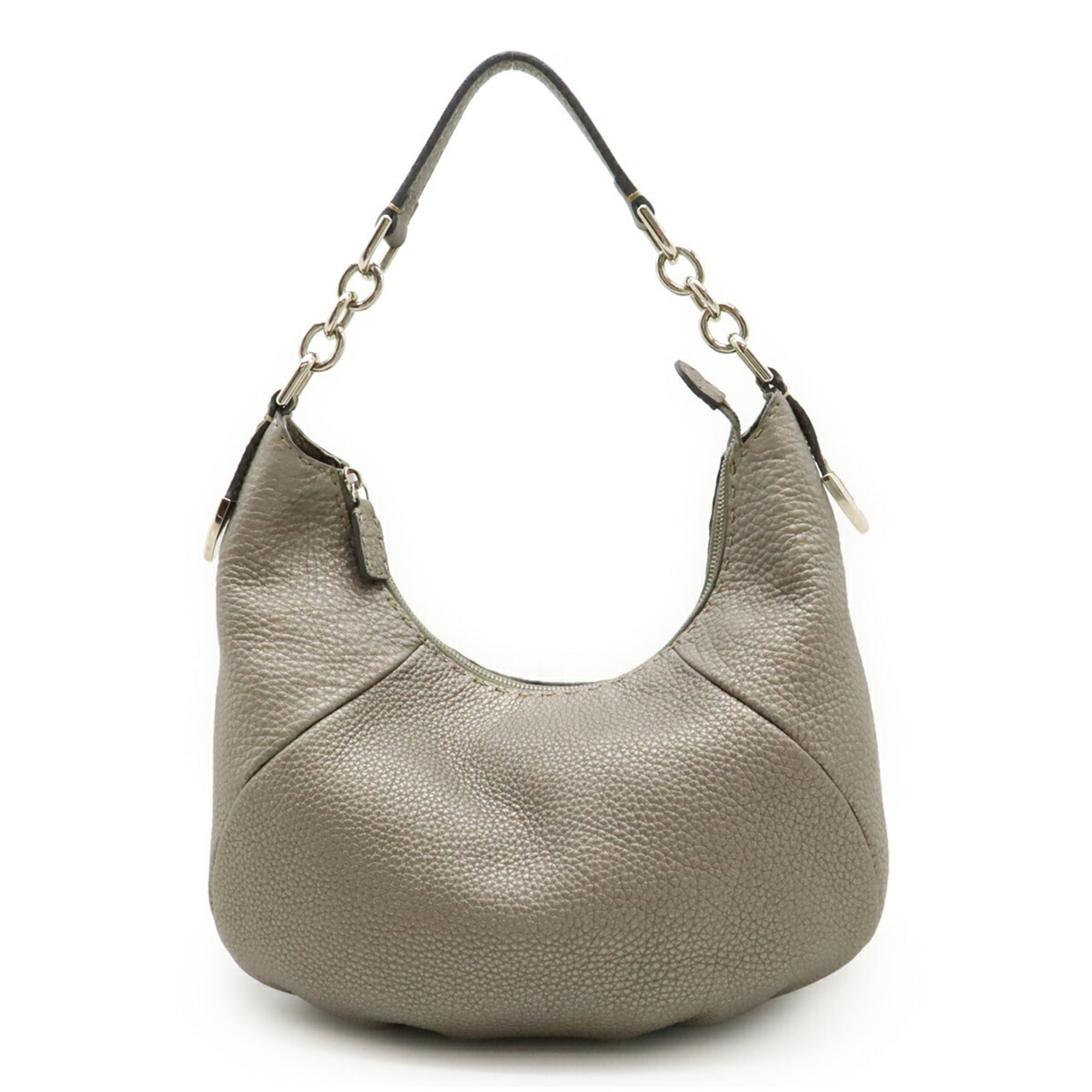 Fendi Selleria Silver Leather Shoulder Bag (Pre-Owned)