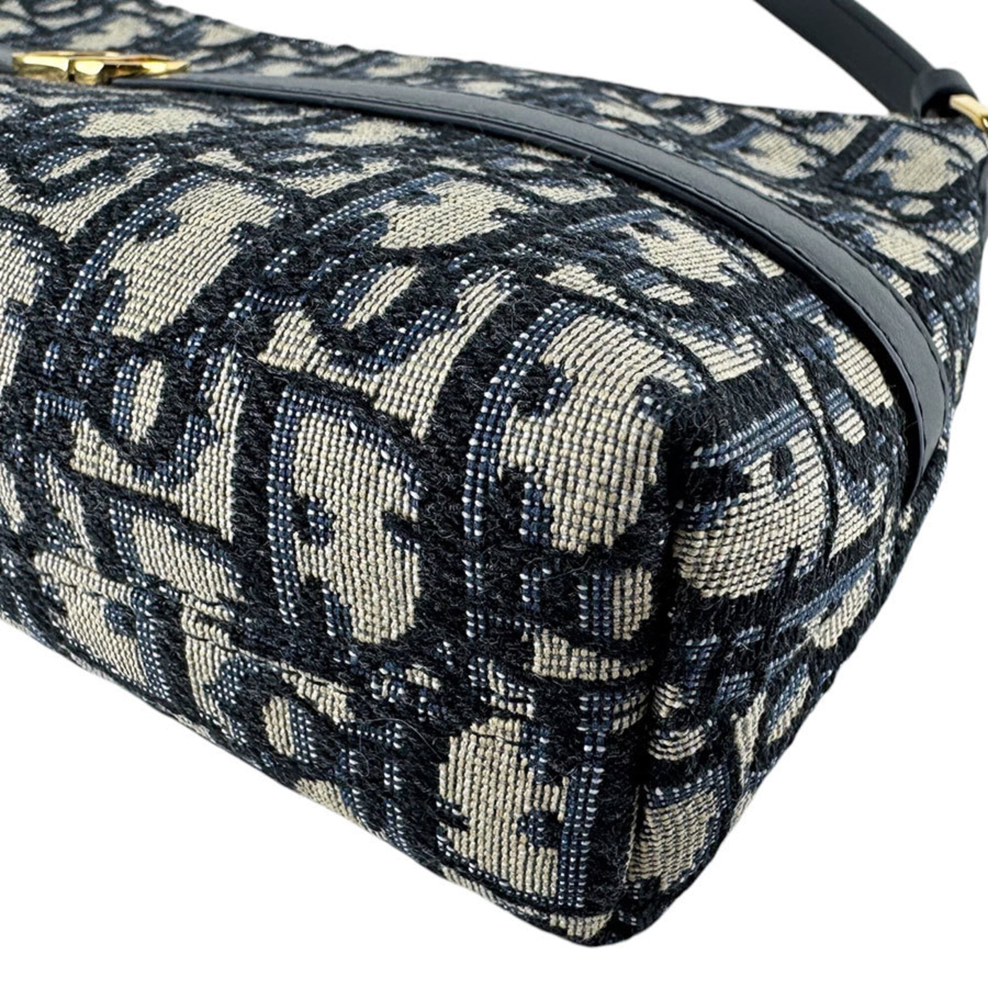 Christian Dior Navy Canvas Leather Shoulder Bag (Pre-Owned)