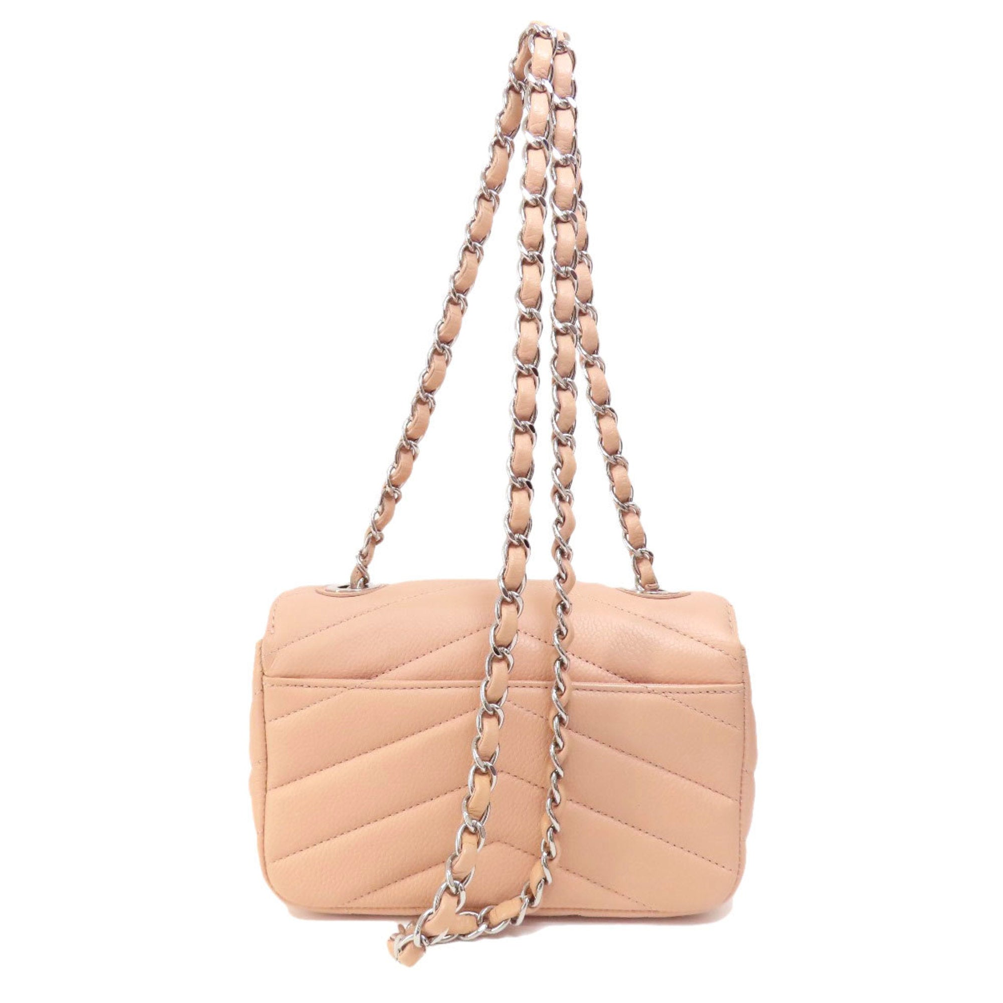 Chanel Matelasse Beige Pink Caviar Leather Shoulder Bag (Pre-Owned)