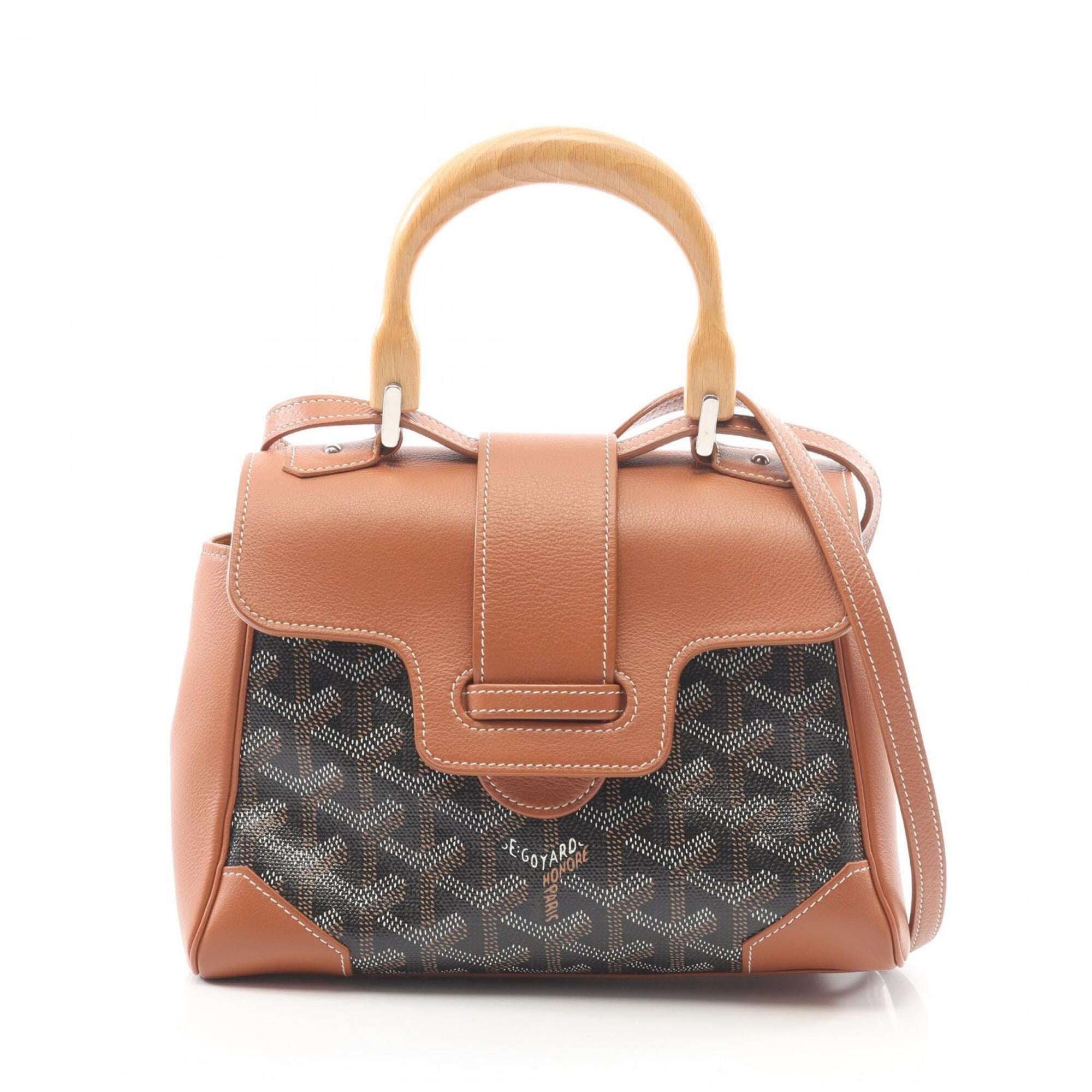 Goyard Black Brown Coated Canvas Leather Handbag (Pre-Owned)