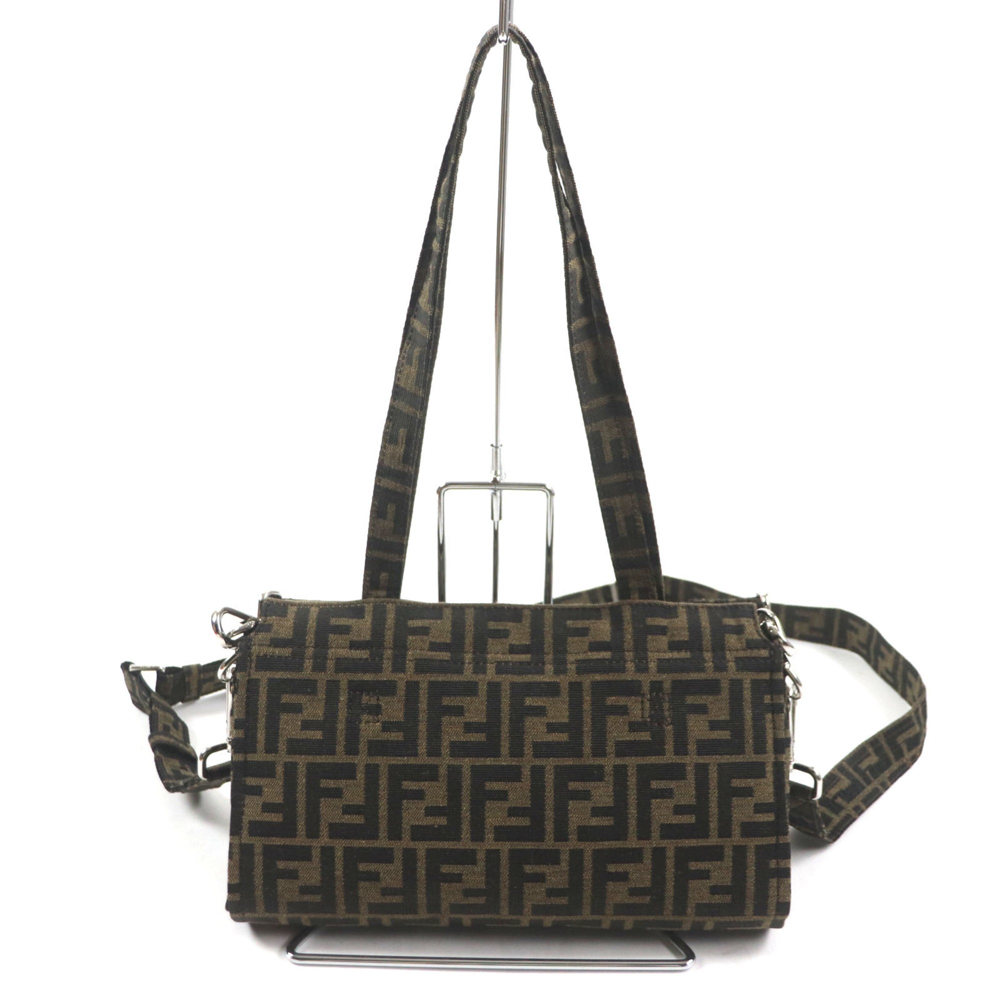 Fendi Brown Canvas Shoulder Bag Tote Bag (Pre-Owned)