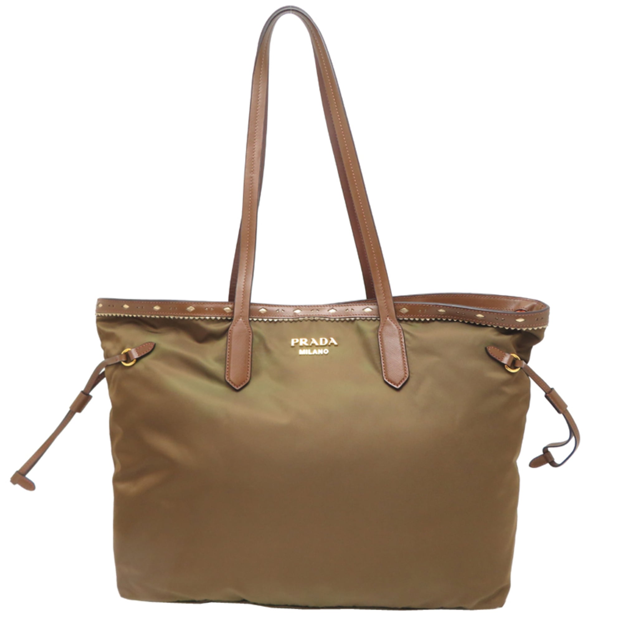 Prada Khaki Nylon Tote Bag (Pre-Owned)