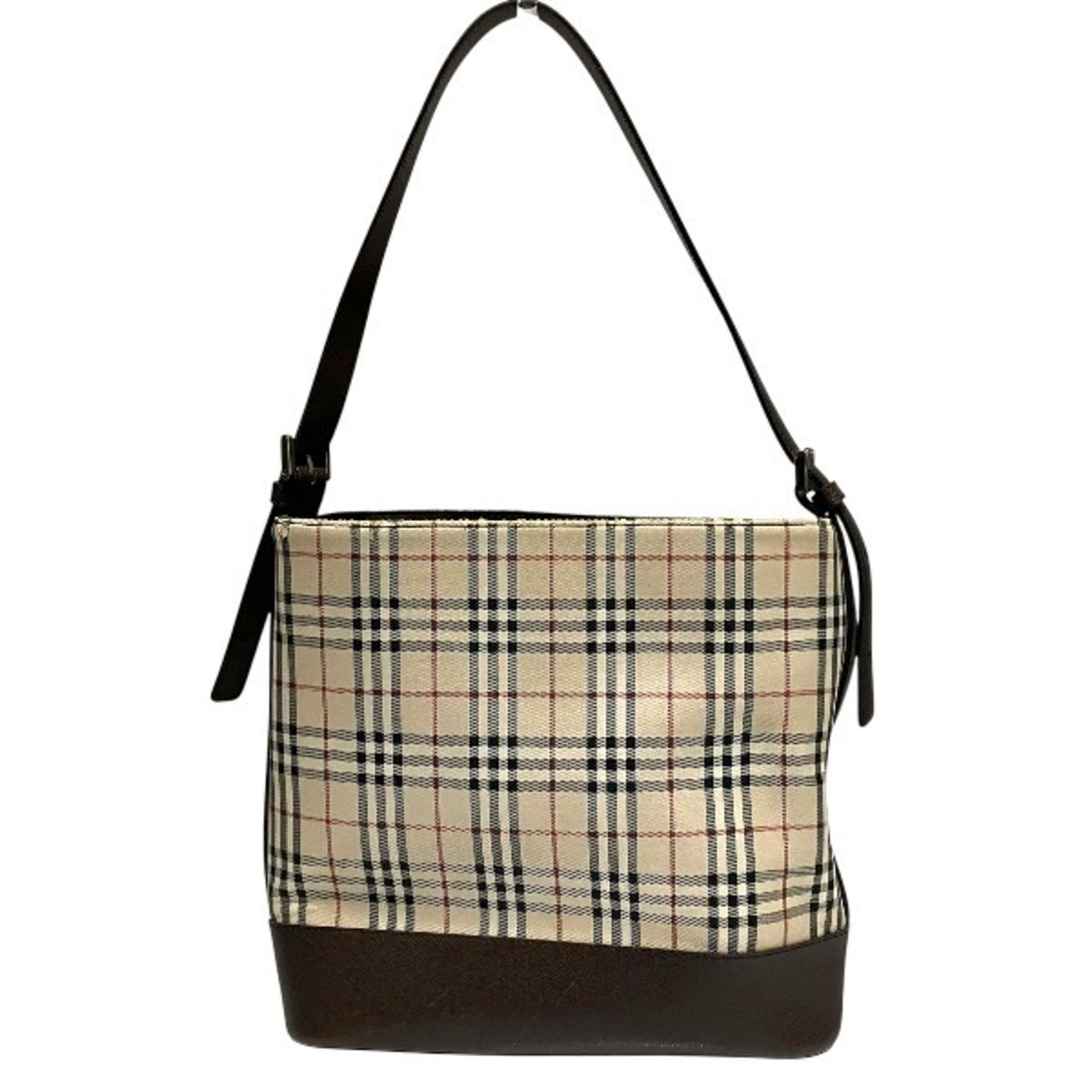 Burberry Beige Nylon Canvas Leather Shoulder Bag (Pre-Owned)