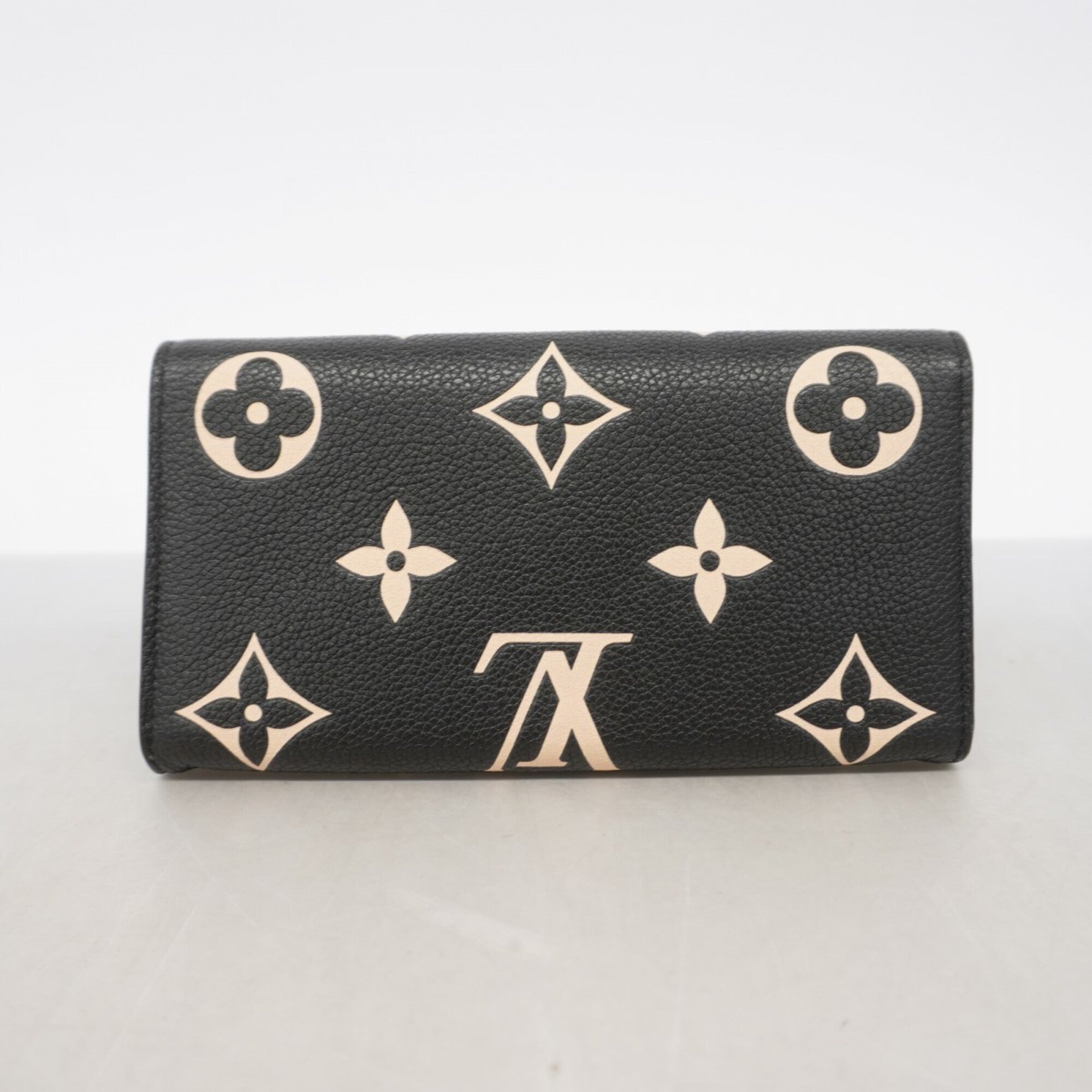 Louis Vuitton Beige Black Long Wallet (Bi-Fold) (Pre-Owned)