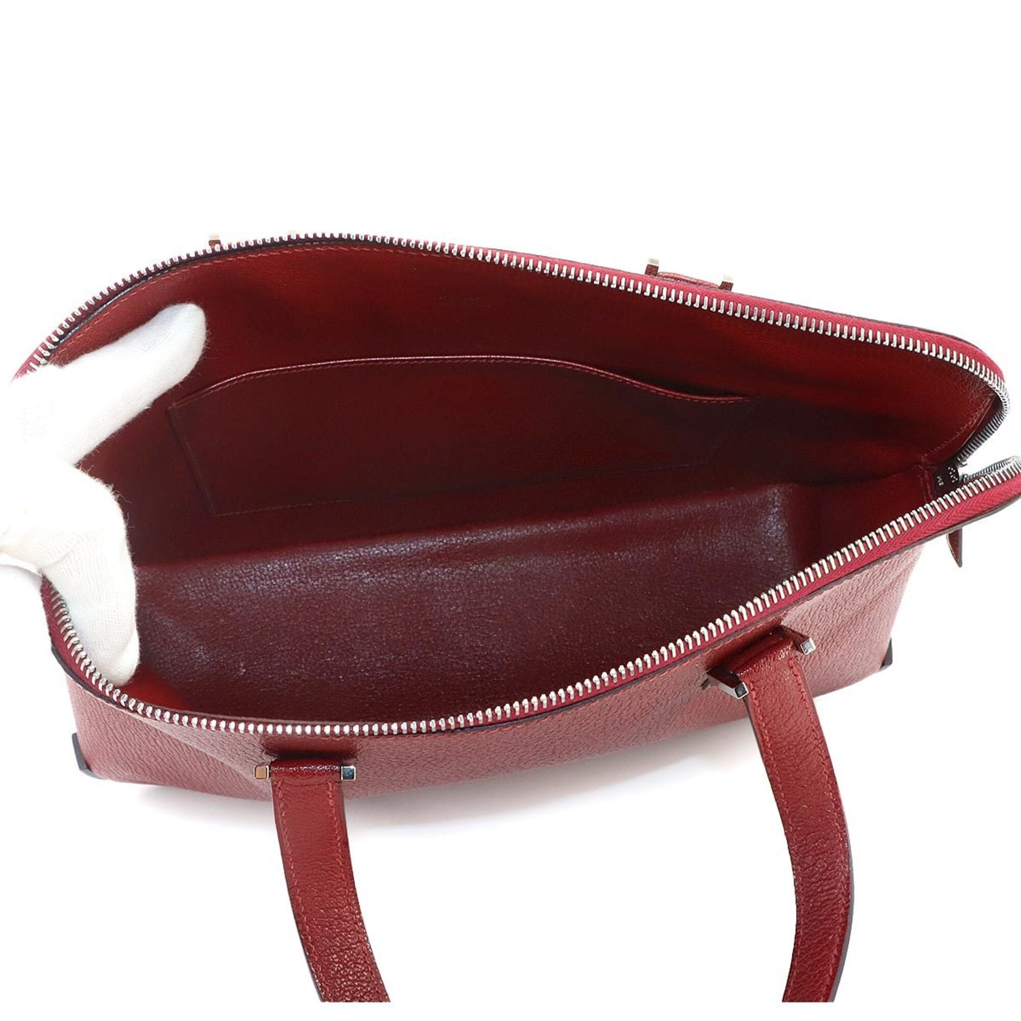 Hermes Rouge H Chevre Leather Handbag (Pre-Owned)