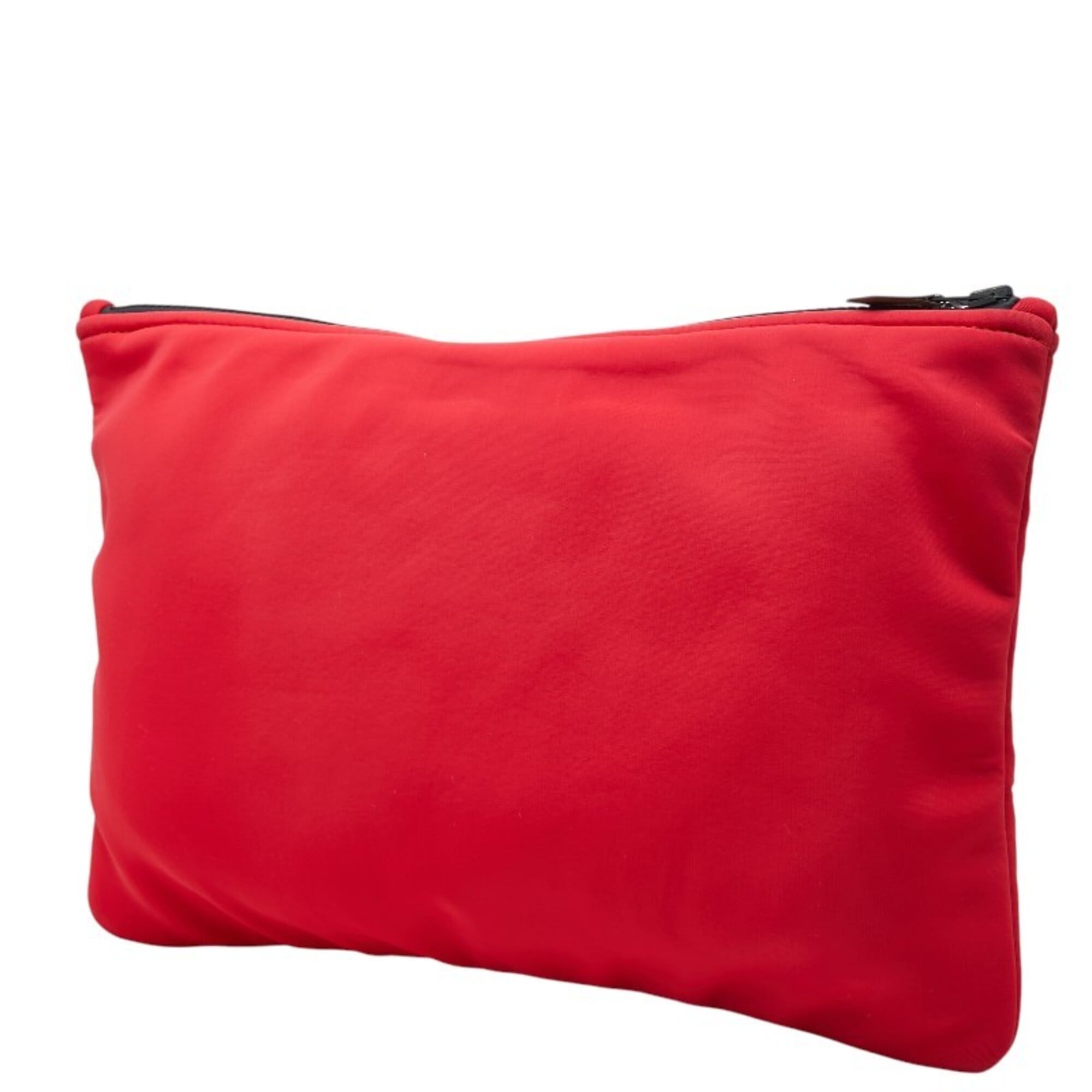 Hermes Red Color White Polyamide Clutch Bag Handbag Pouch (Pre-Owned)