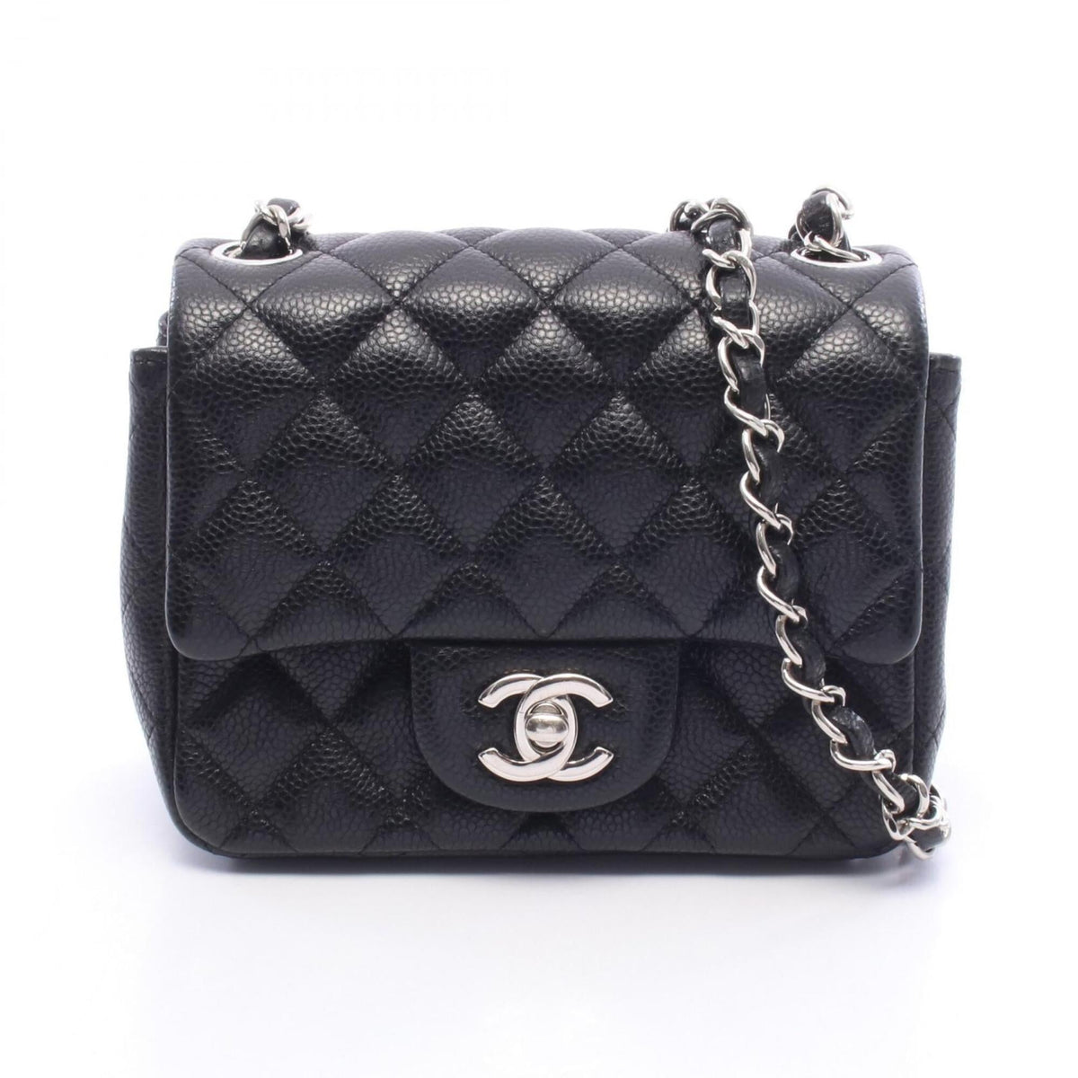 Chanel Black Grained Calfskin Handbag Shoulder Bag (Pre-Owned)