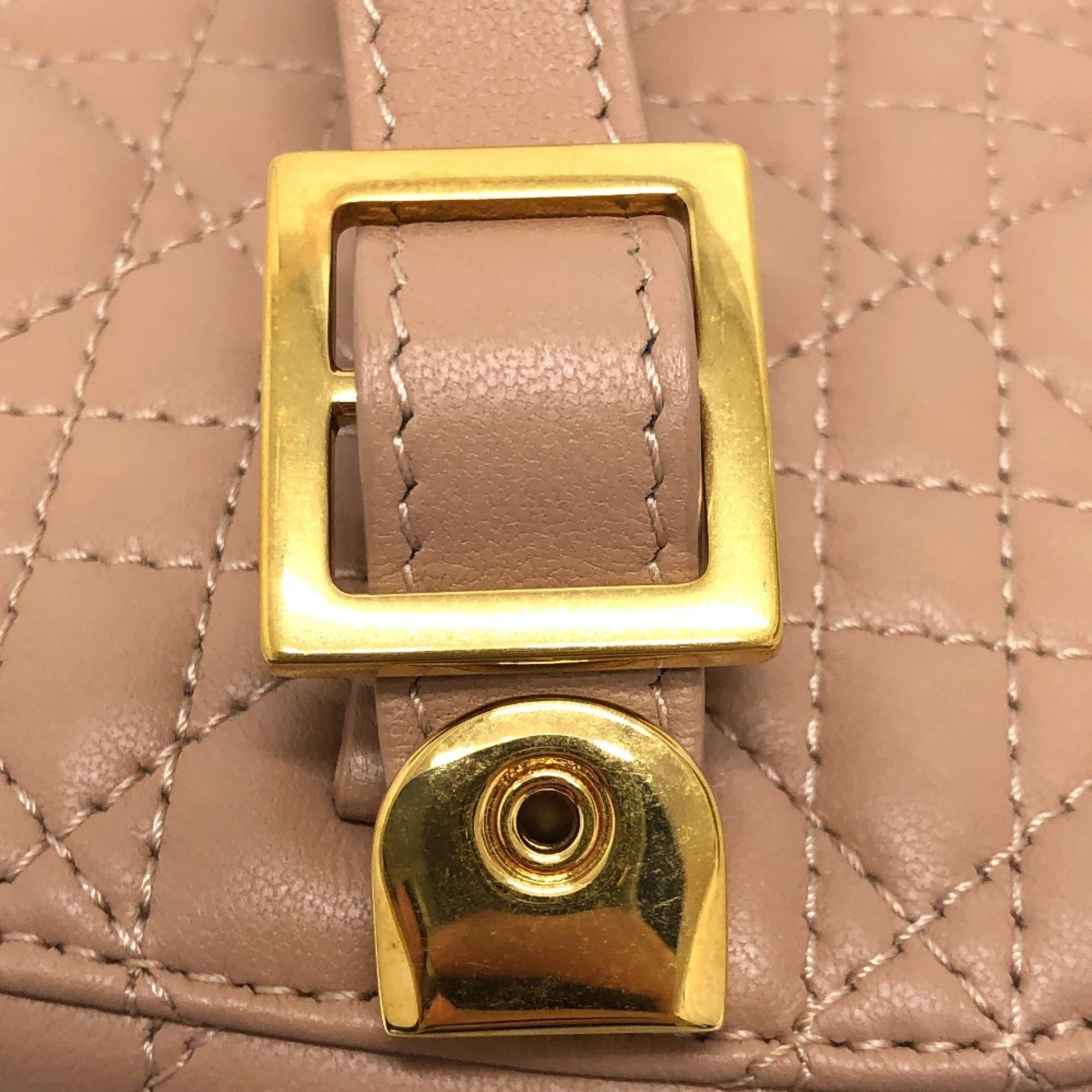 Christian Dior Cannage/Lady Dior Pink Canvas Leather Handbag Vanity Bag (Pre-Owned)