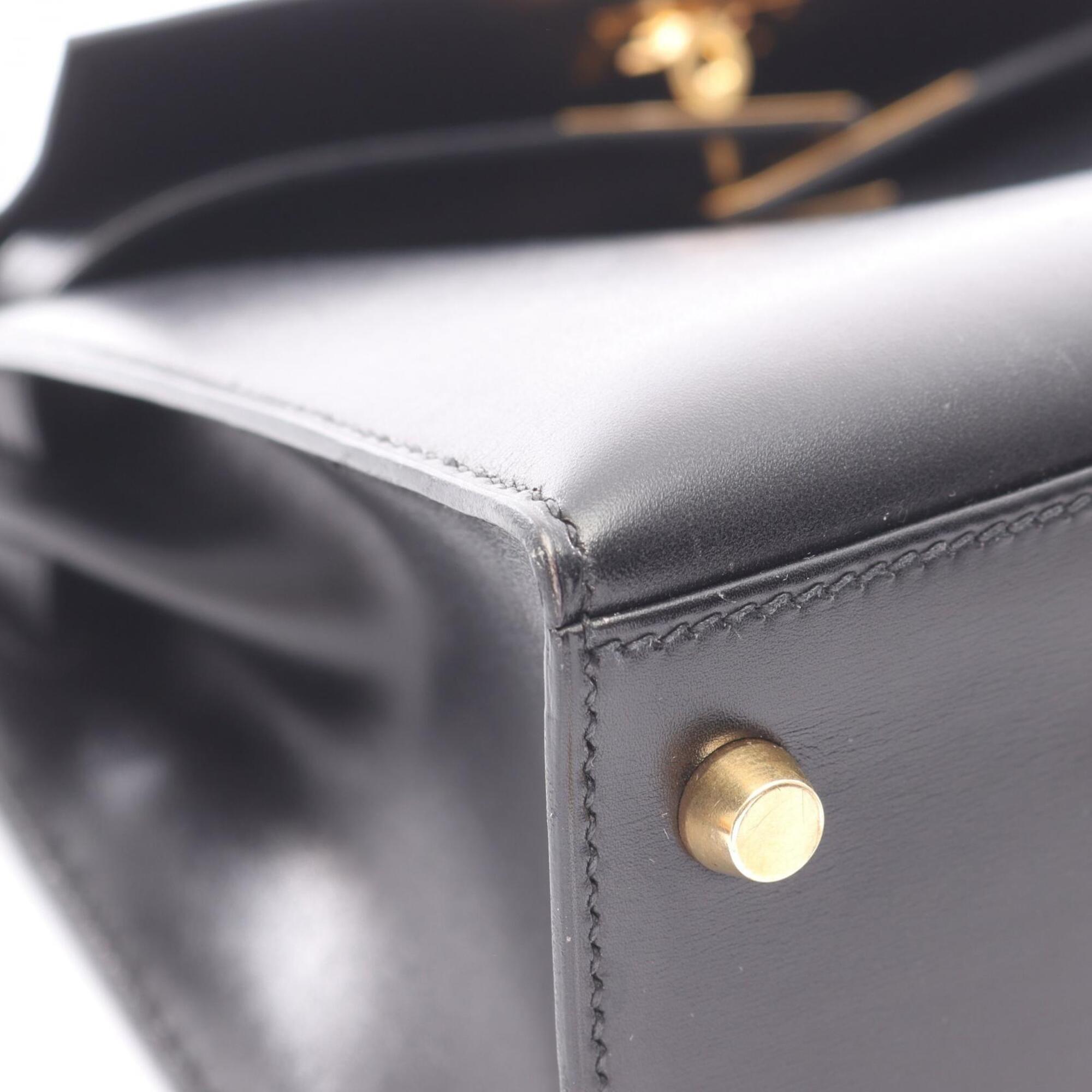 Hermes Black Box Calf Leather Handbag (Pre-Owned)