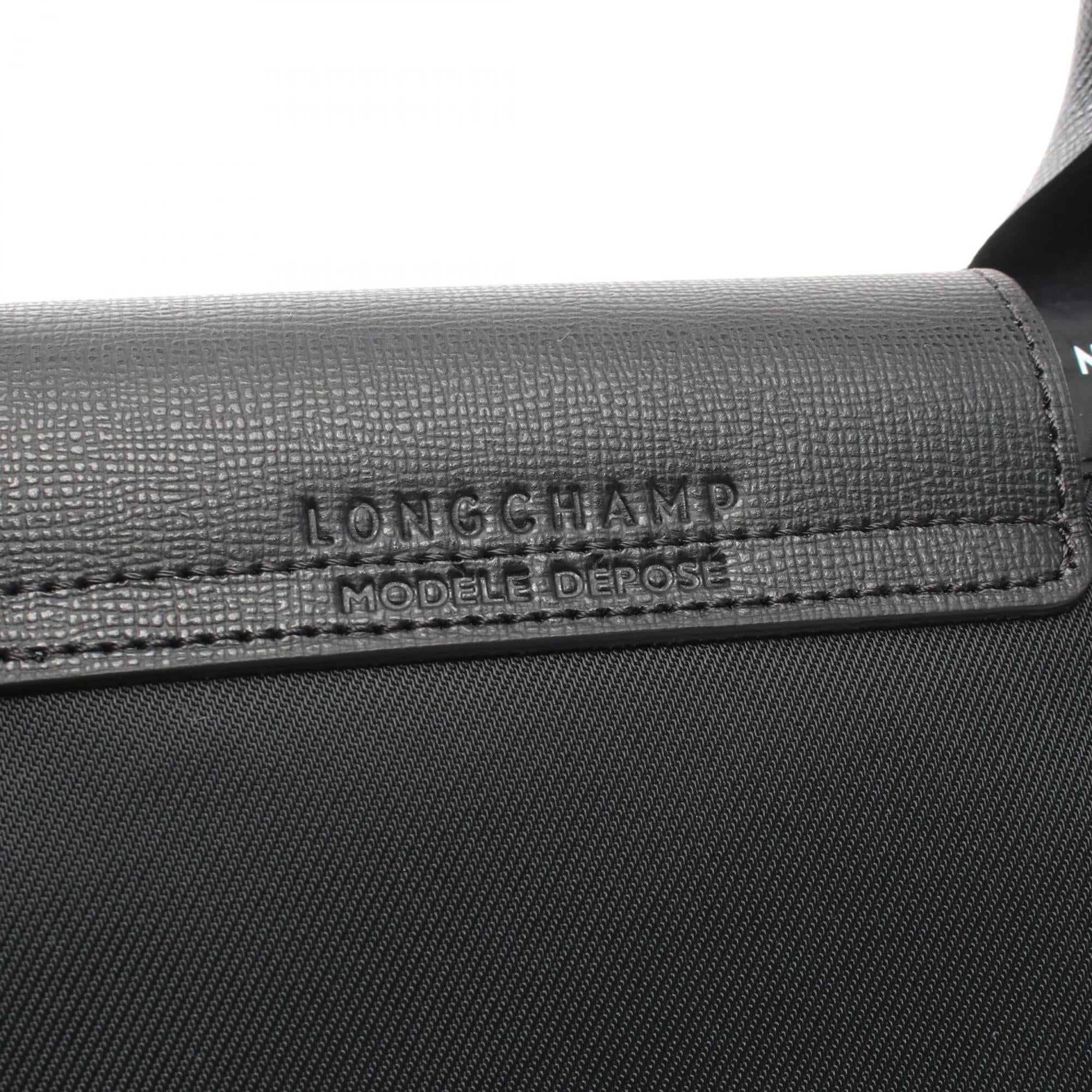 Longchamp Black Nylon Leather Tote Bag (Pre-Owned)