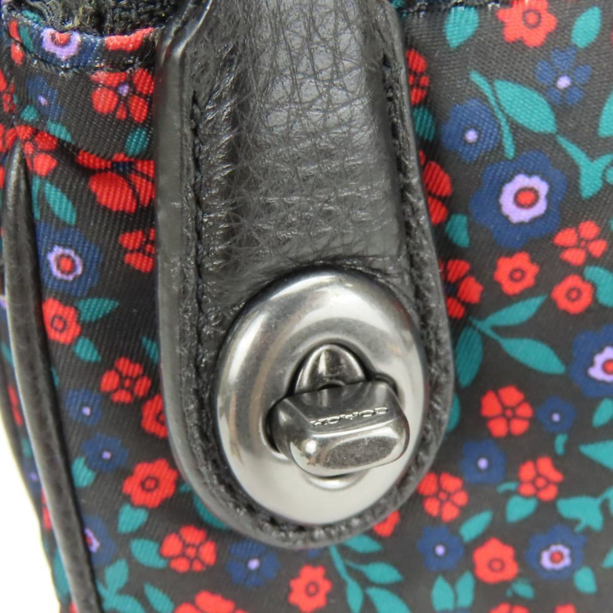 Coach Black Multi-Color Nylon Leather Shoulder Bag (Pre-Owned)