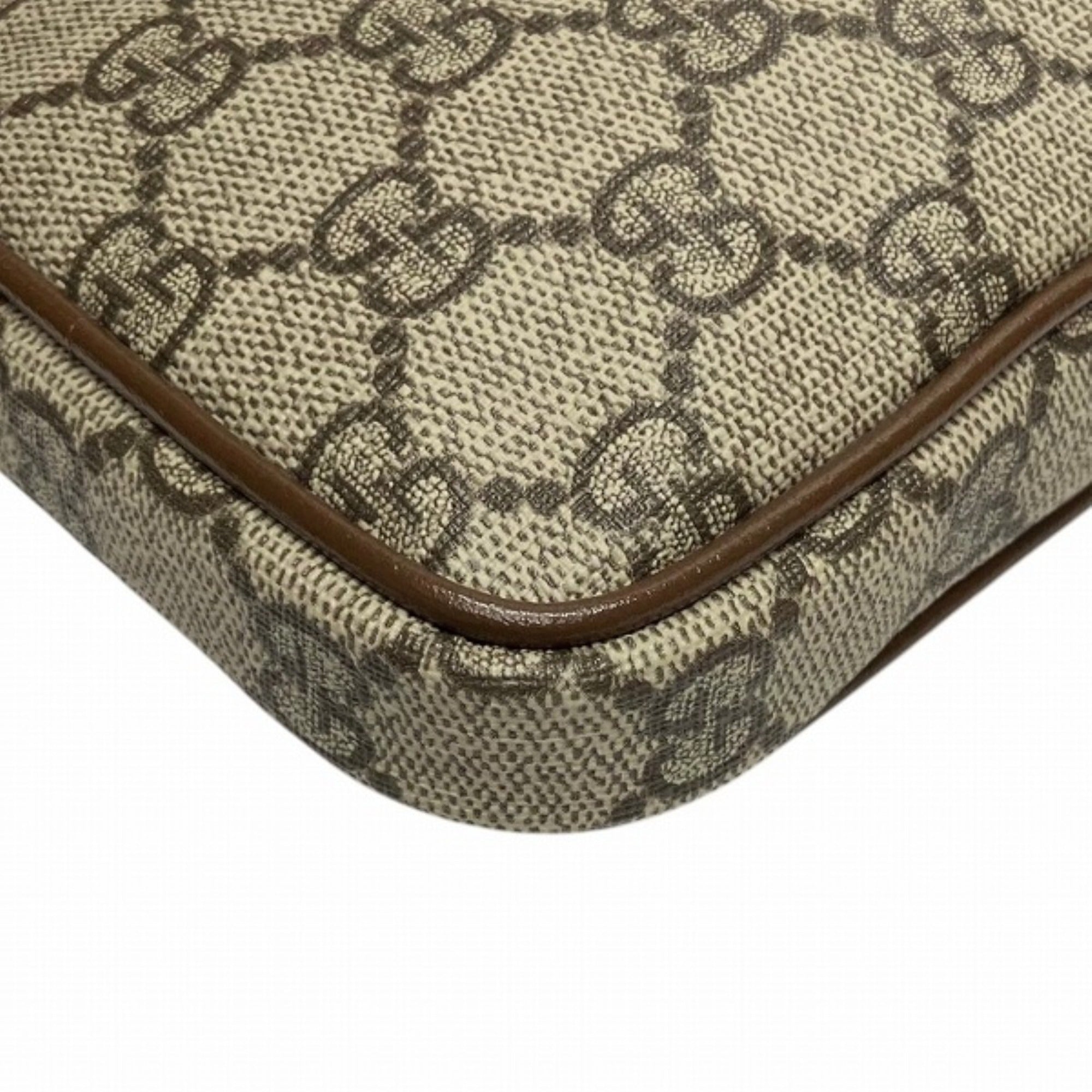 Gucci Beige Brown Gg Supreme Leather Shoulder Bag (Pre-Owned)