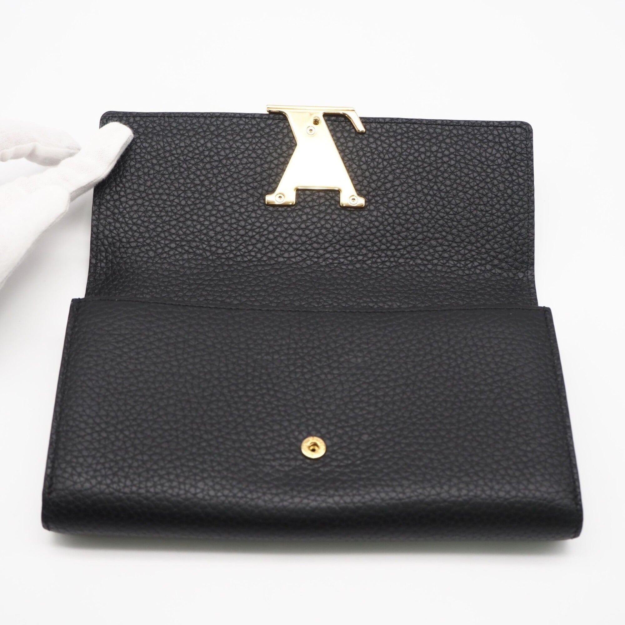 Louis Vuitton Taurillon Black Noir Leather Long Wallet (Bi-Fold) (Pre-Owned)