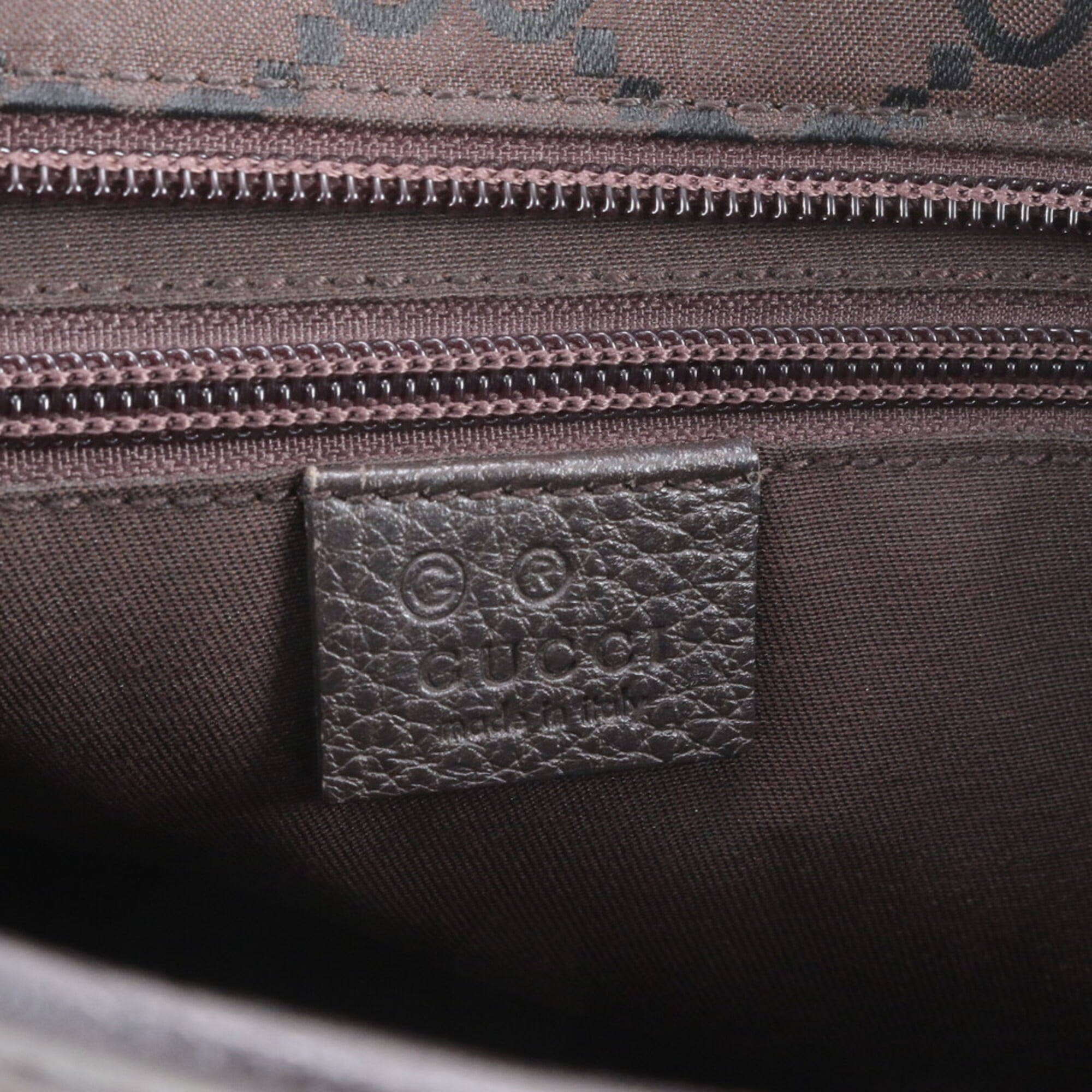 Gucci Brown Leather Nylon Shoulder Bag Tote Bag (Pre-Owned)