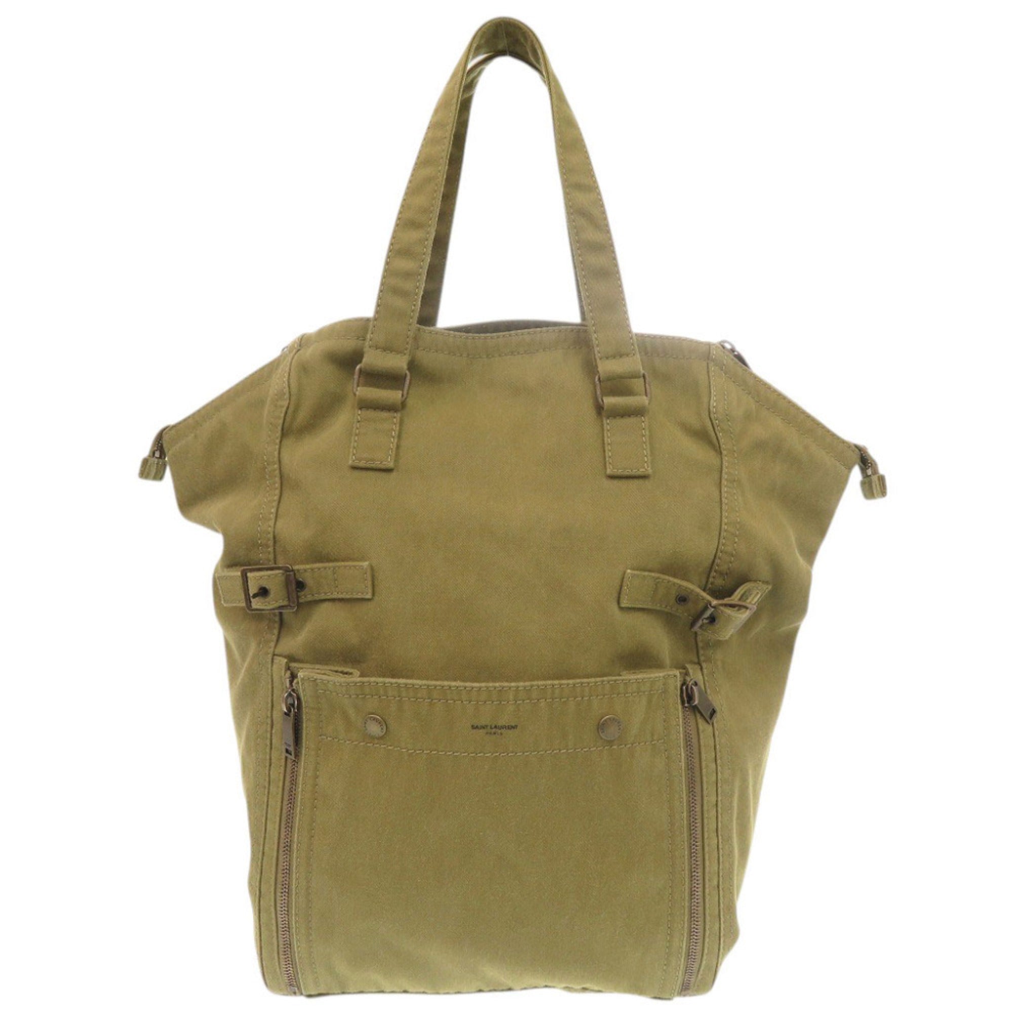 Yves Saint Laurent Khaki Canvas Tote Bag (Pre-Owned)