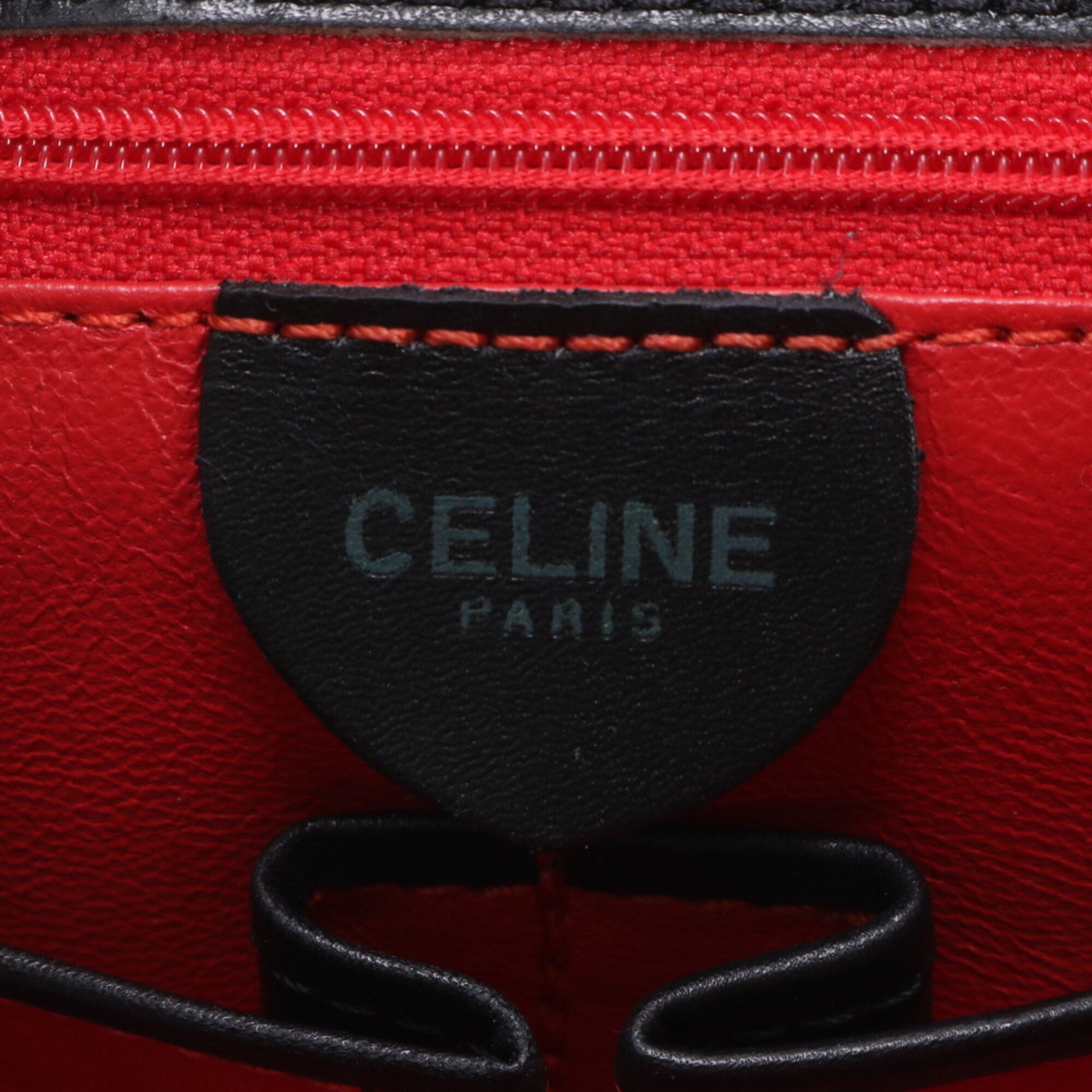 Celine Black Red Color Leather Shoulder Bag (Pre-Owned)