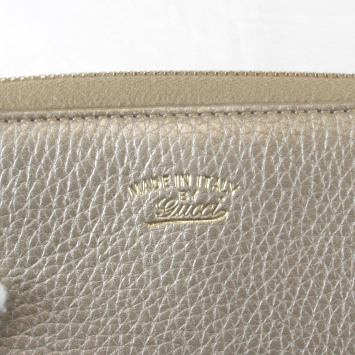 Gucci Gold White Leather Long Wallet (Bi-Fold) (Pre-Owned)