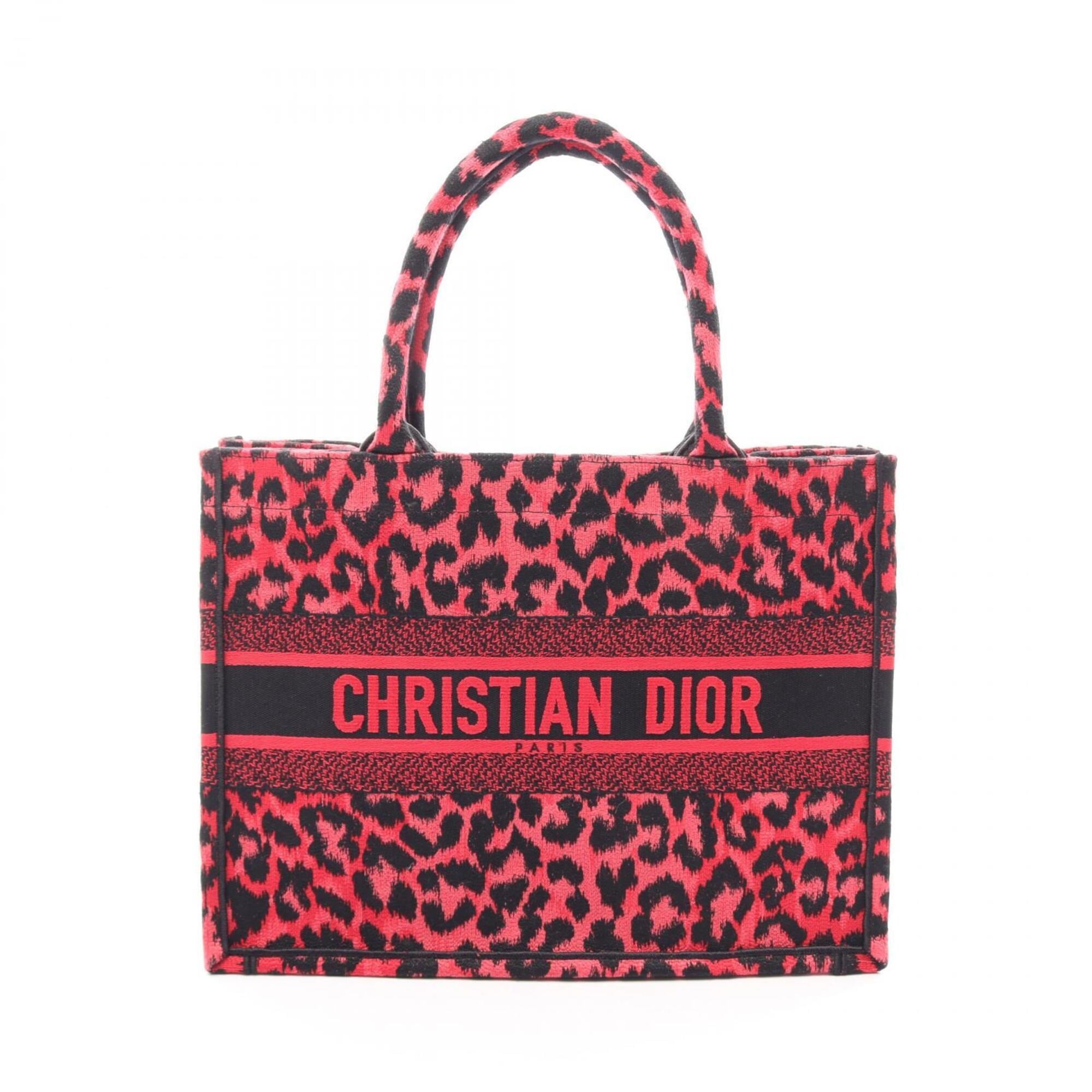 Christian Dior Black Red Color Canvas Handbag Tote Bag (Pre-Owned)