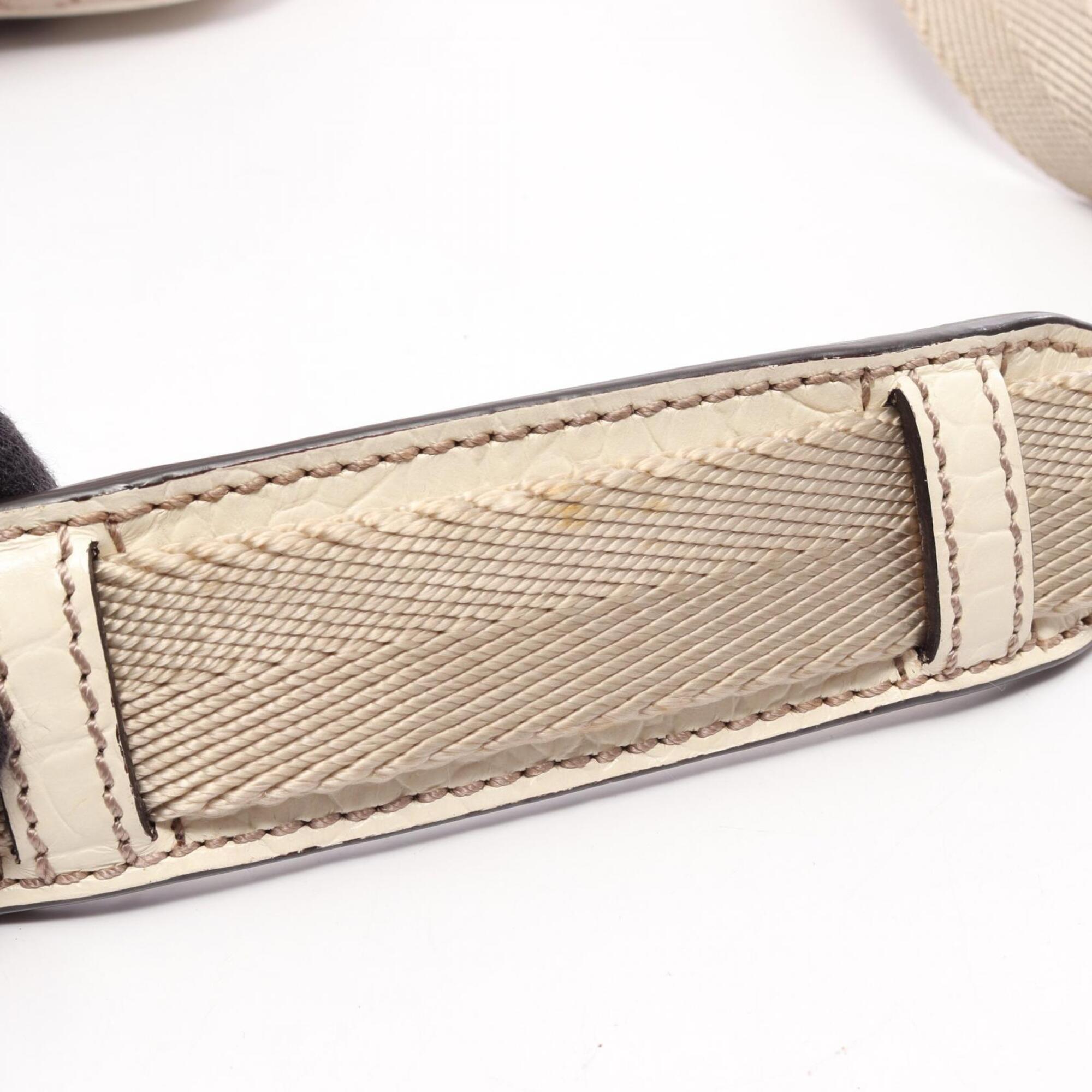 Celine Beige Ivory Canvas Leather Handbag Shoulder Bag (Pre-Owned)