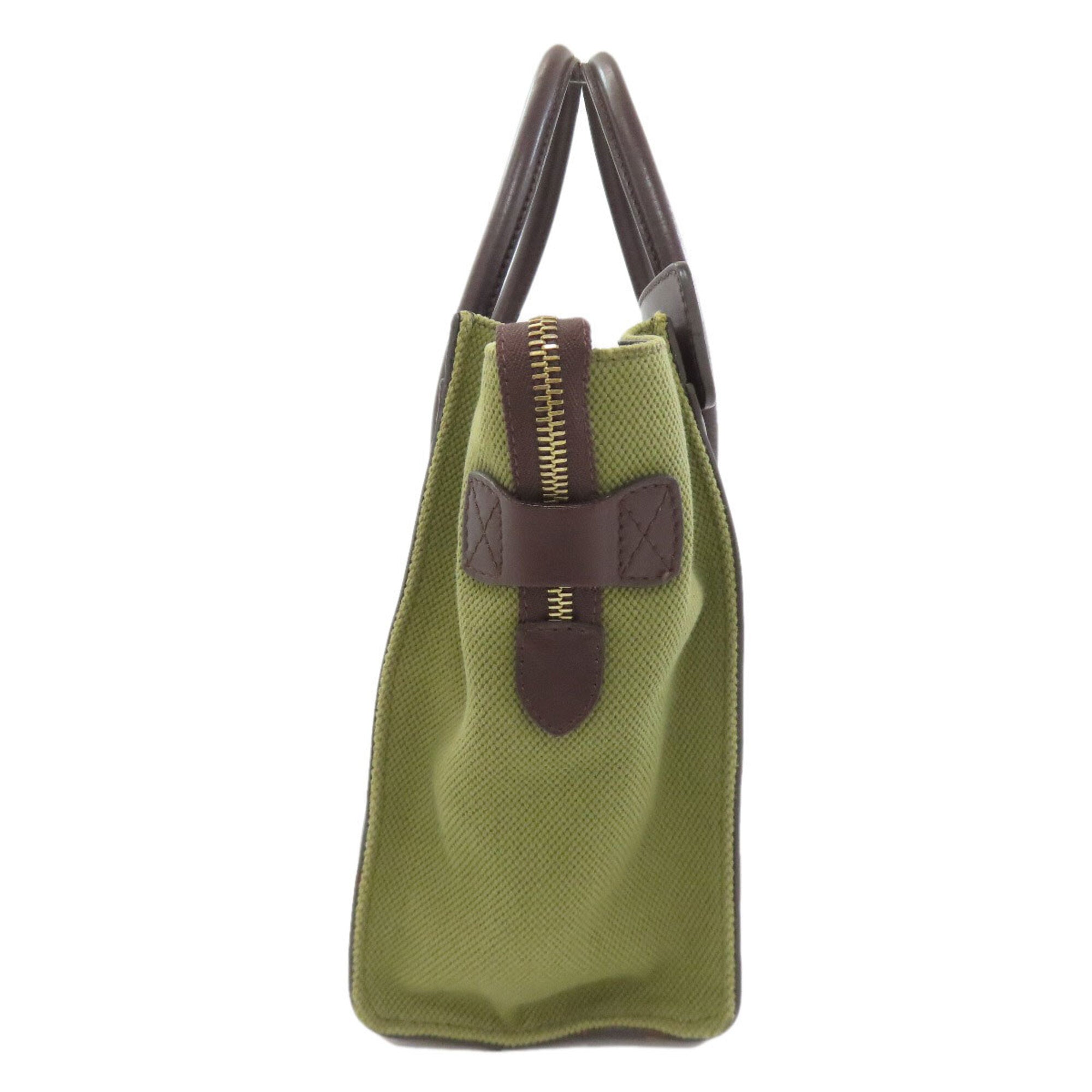Celine Brown Khaki Canvas Leather Handbag (Pre-Owned)