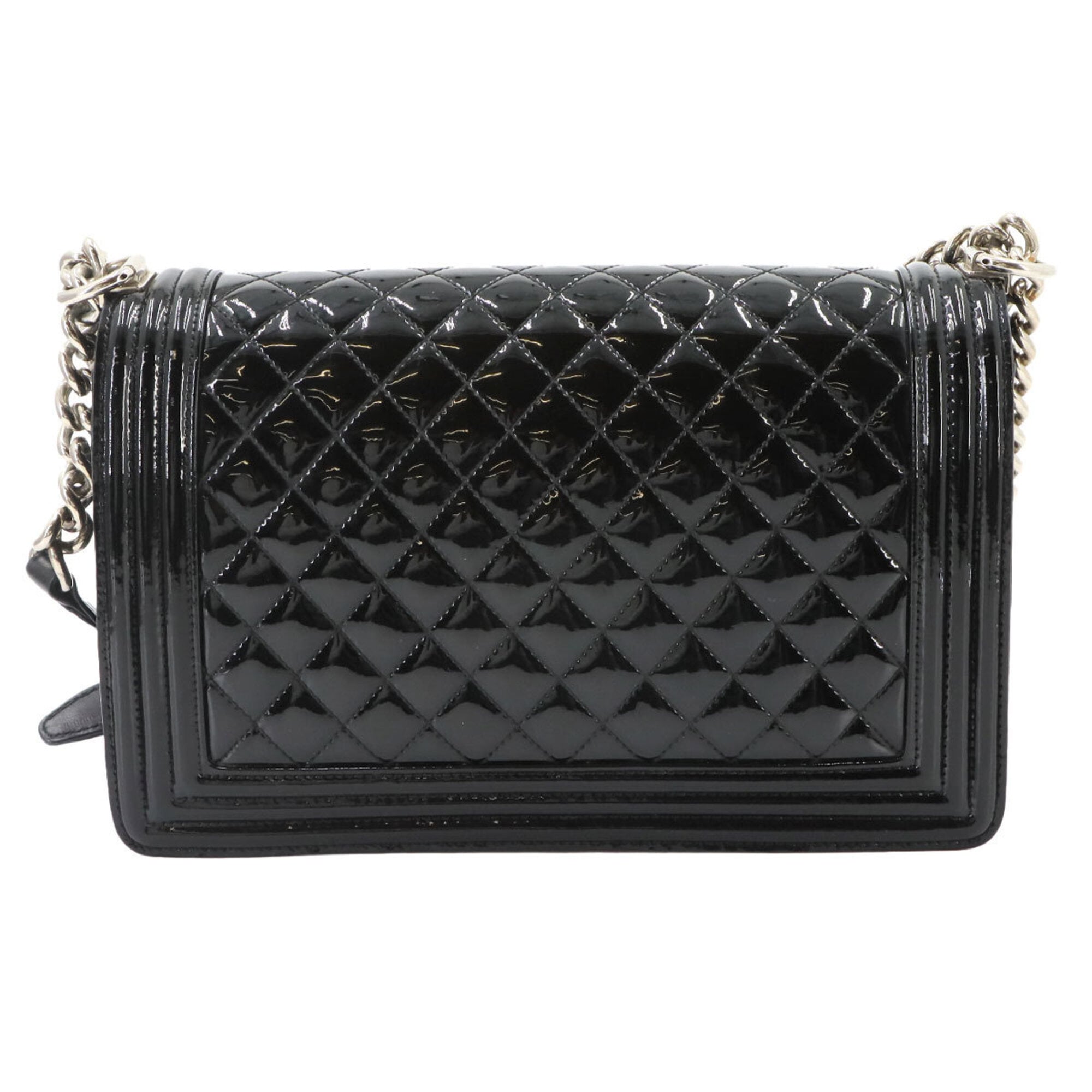 Chanel Black Patent Leather Handbag Shoulder Bag (Pre-Owned)