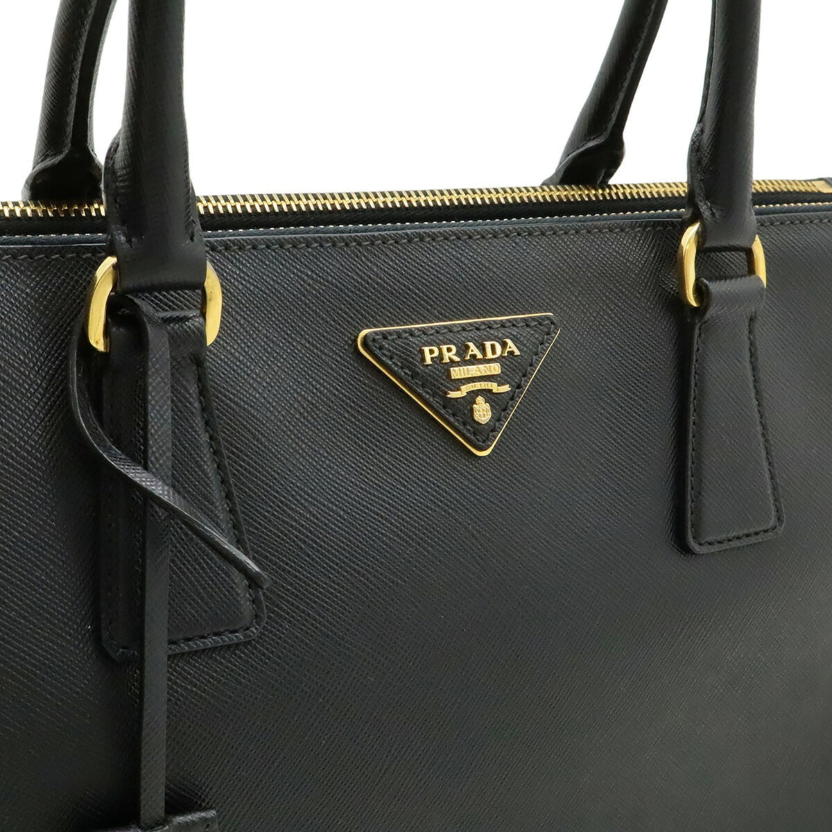 Prada Black Nero Leather Handbag Tote Bag (Pre-Owned)