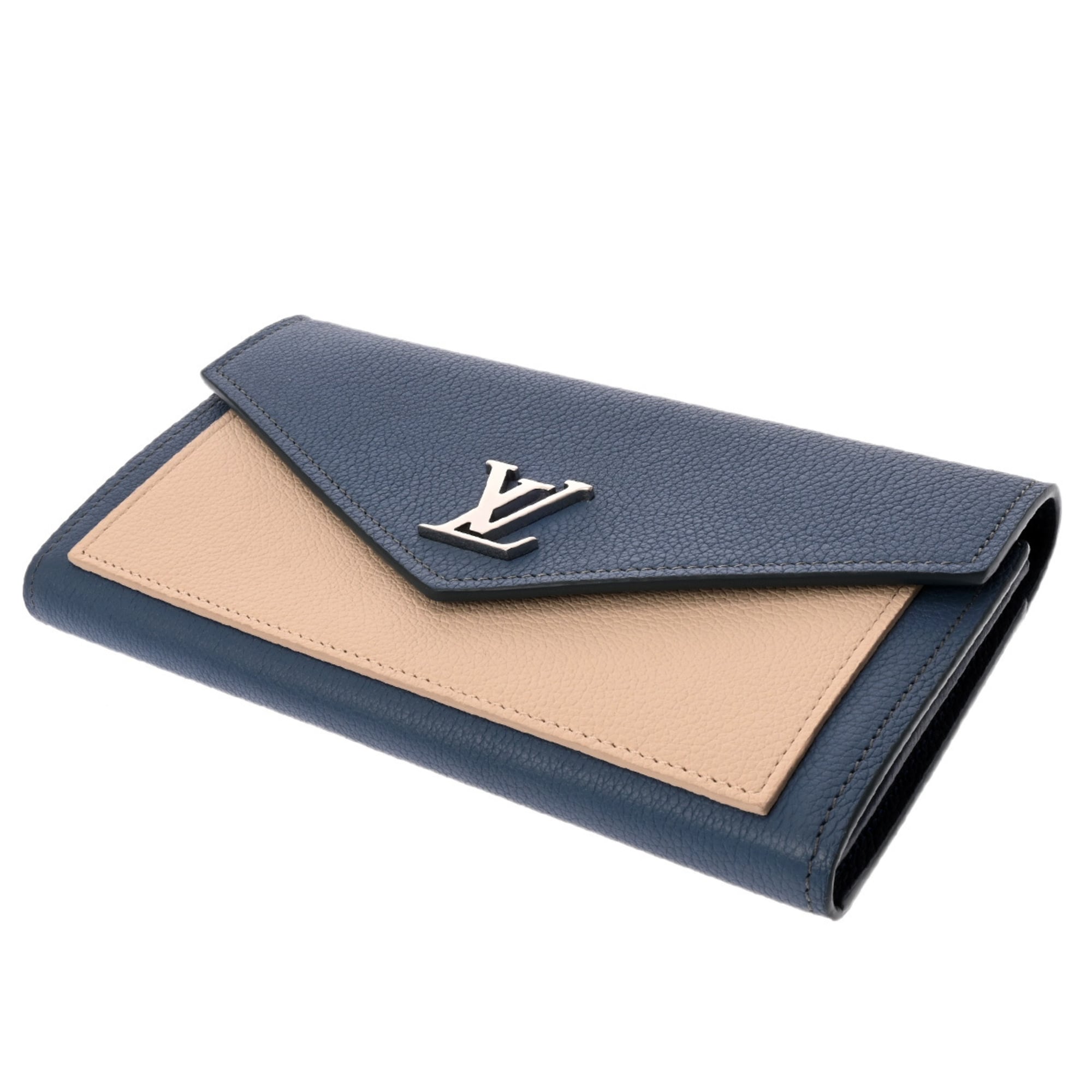 Louis Vuitton Blue Jean Leather Long Wallet (Bi-Fold) (Pre-Owned)