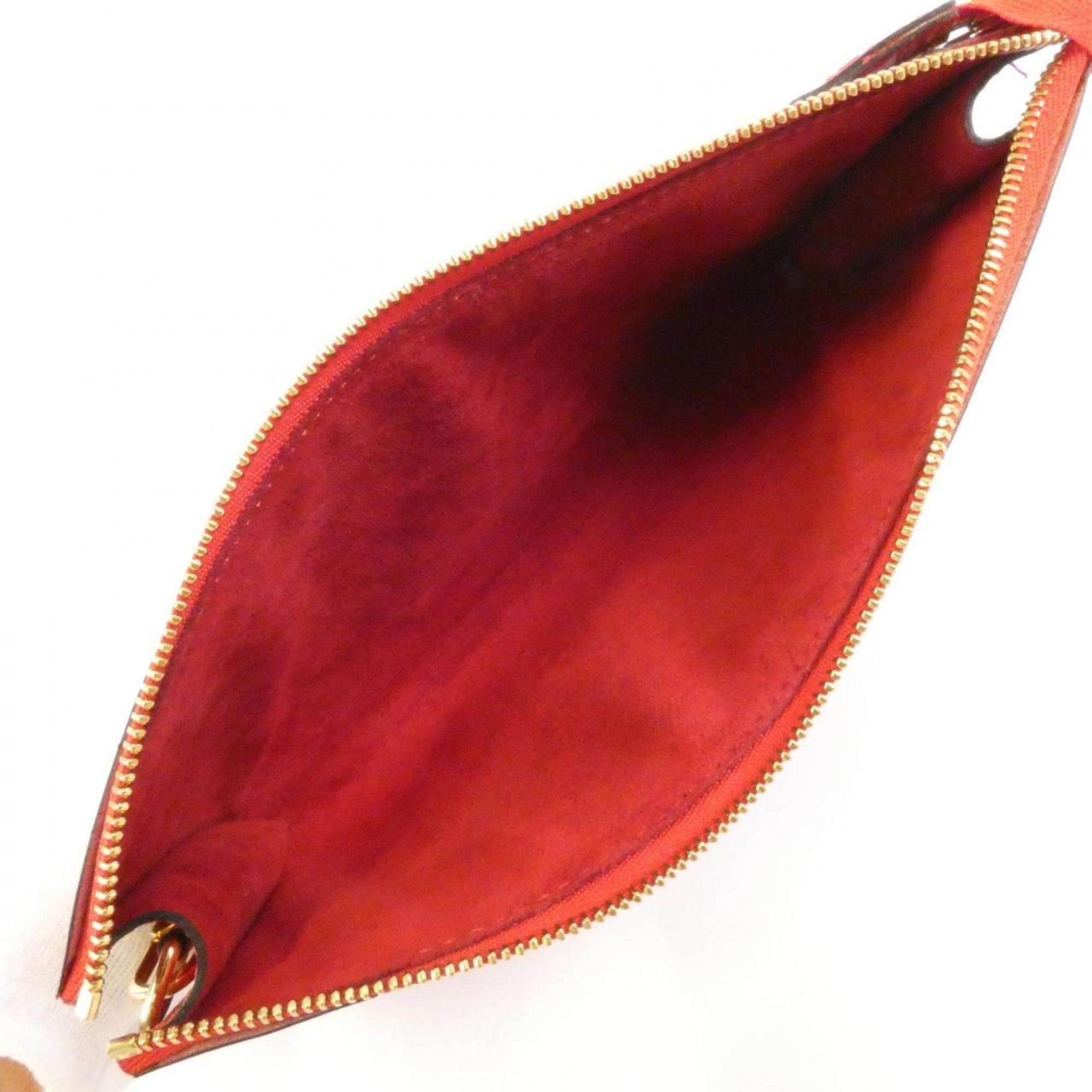Louis Vuitton Red Color Leather Pochette Pouch (Pre-Owned)