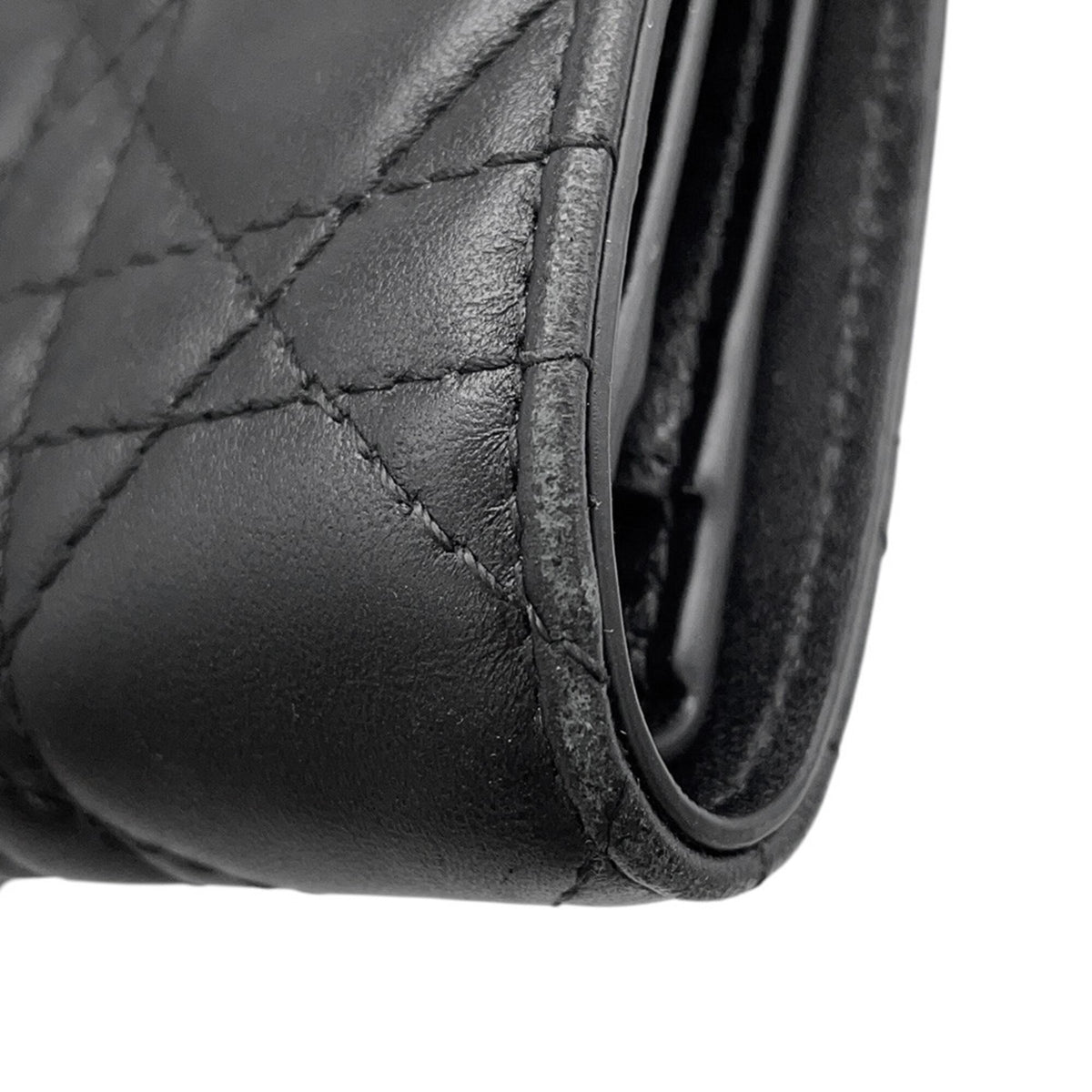 Christian Dior Lady Dior Black Leather Wallet (Bi-Fold) (Pre-Owned)