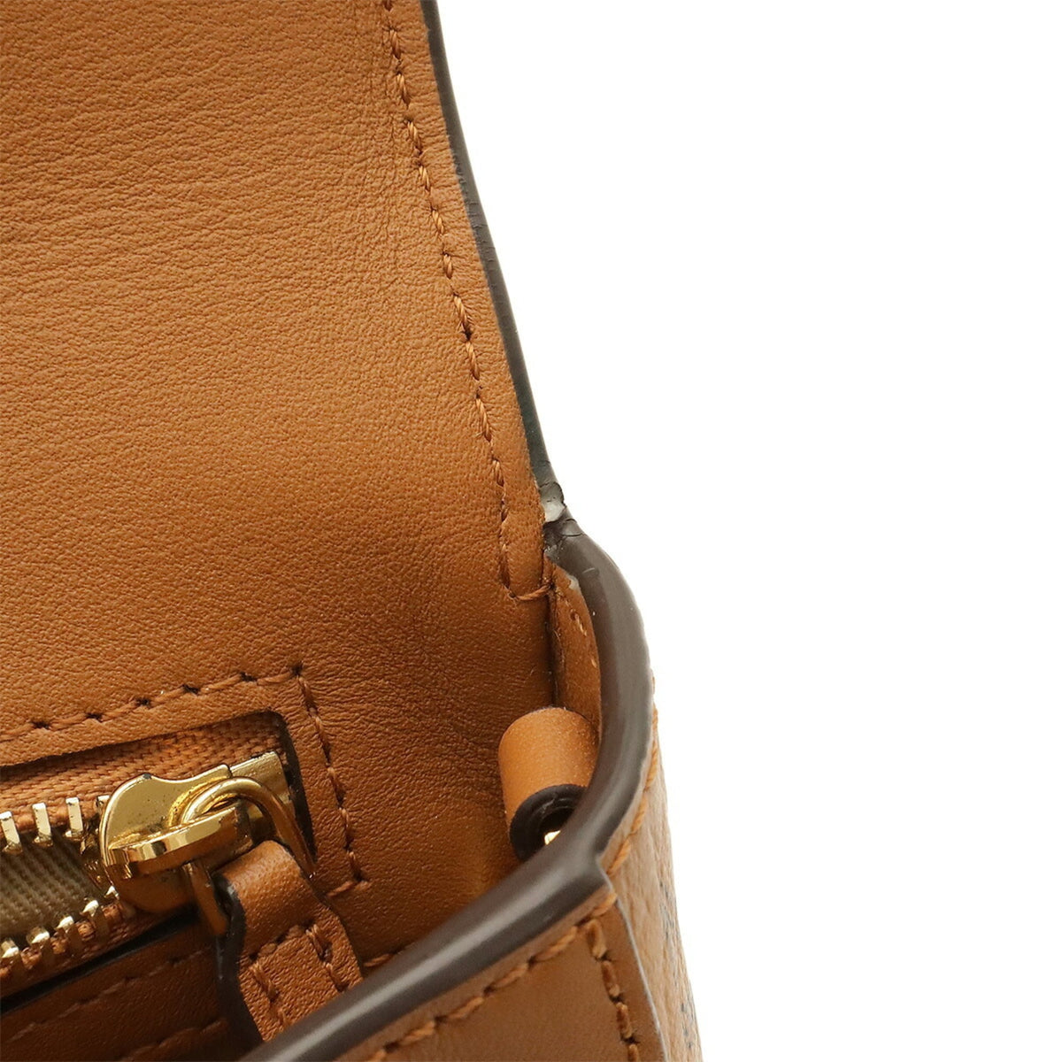 Mcm Visetos Brown Canvas Leather Clutch Bag Shoulder Bag (Pre-Owned)