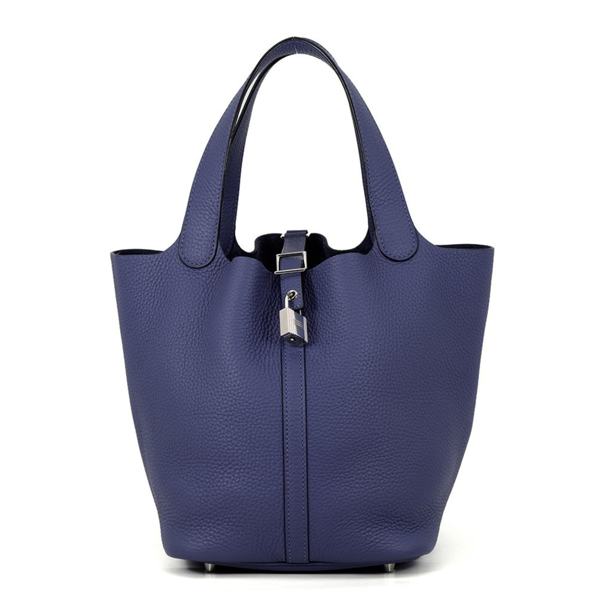 Hermes Bleu Saphir Taurillon Clemence Leather Handbag (Pre-Owned)