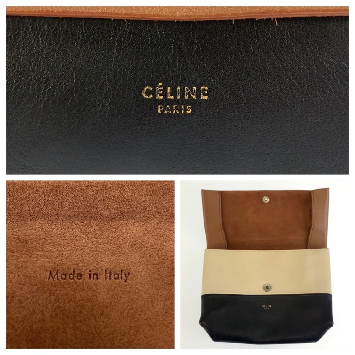 Celine Black Brown Leather Handbag (Pre-Owned)