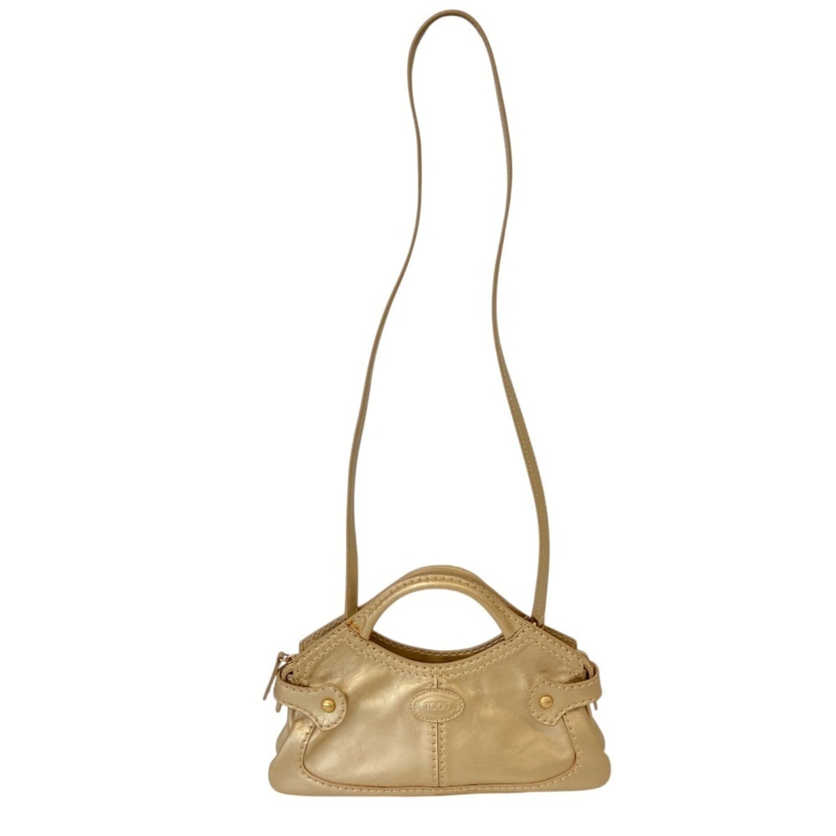 Tod's Gold Leather Handbag Shoulder Bag (Pre-Owned)