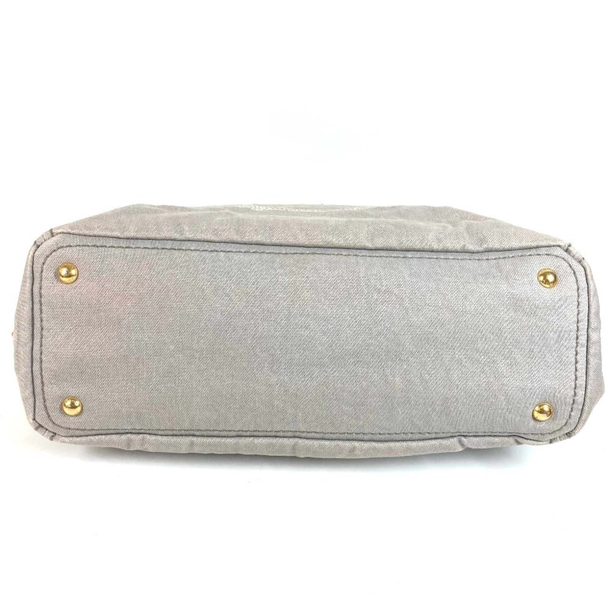 Prada Gray Canvas Handbag Tote Bag (Pre-Owned)