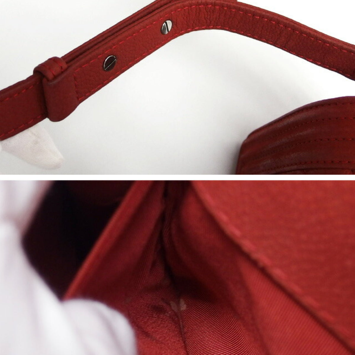 Chanel Red Color Grained Calfskin Shoulder Bag (Pre-Owned)