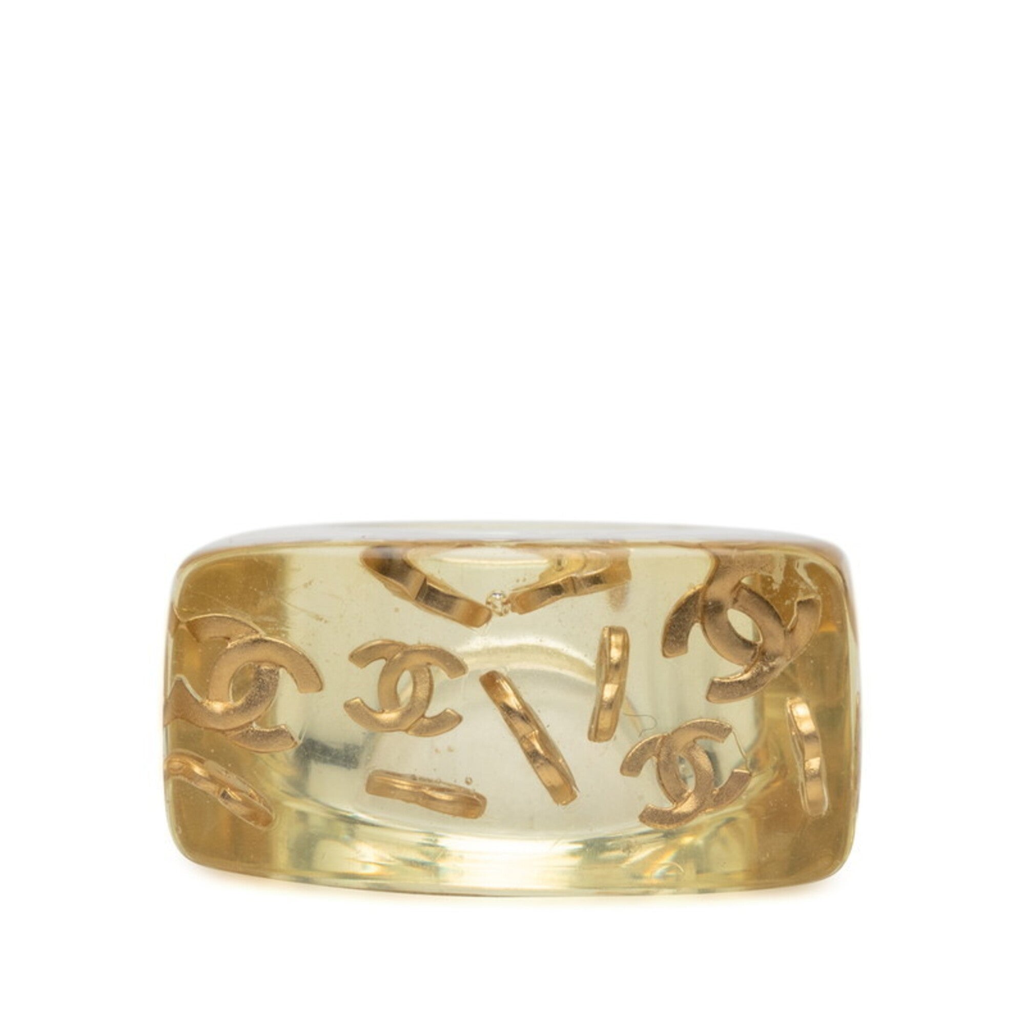 Chanel Gold Clear Plastic Band Ring (Pre-Owned)