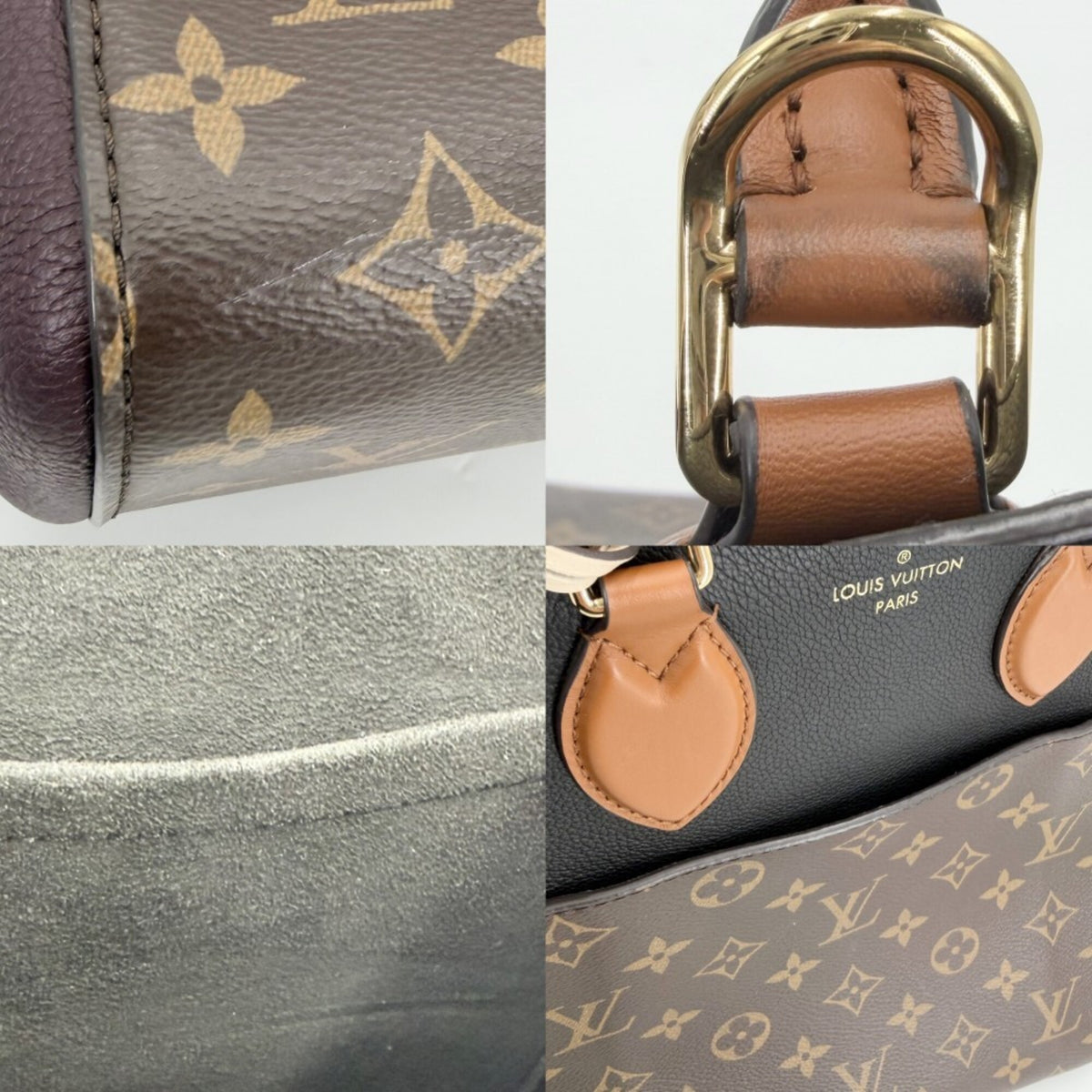 Louis Vuitton Black Bordeaux Brown Monogram Canvas Handbag Shoulder Bag Tote Bag (Pre-Owned)