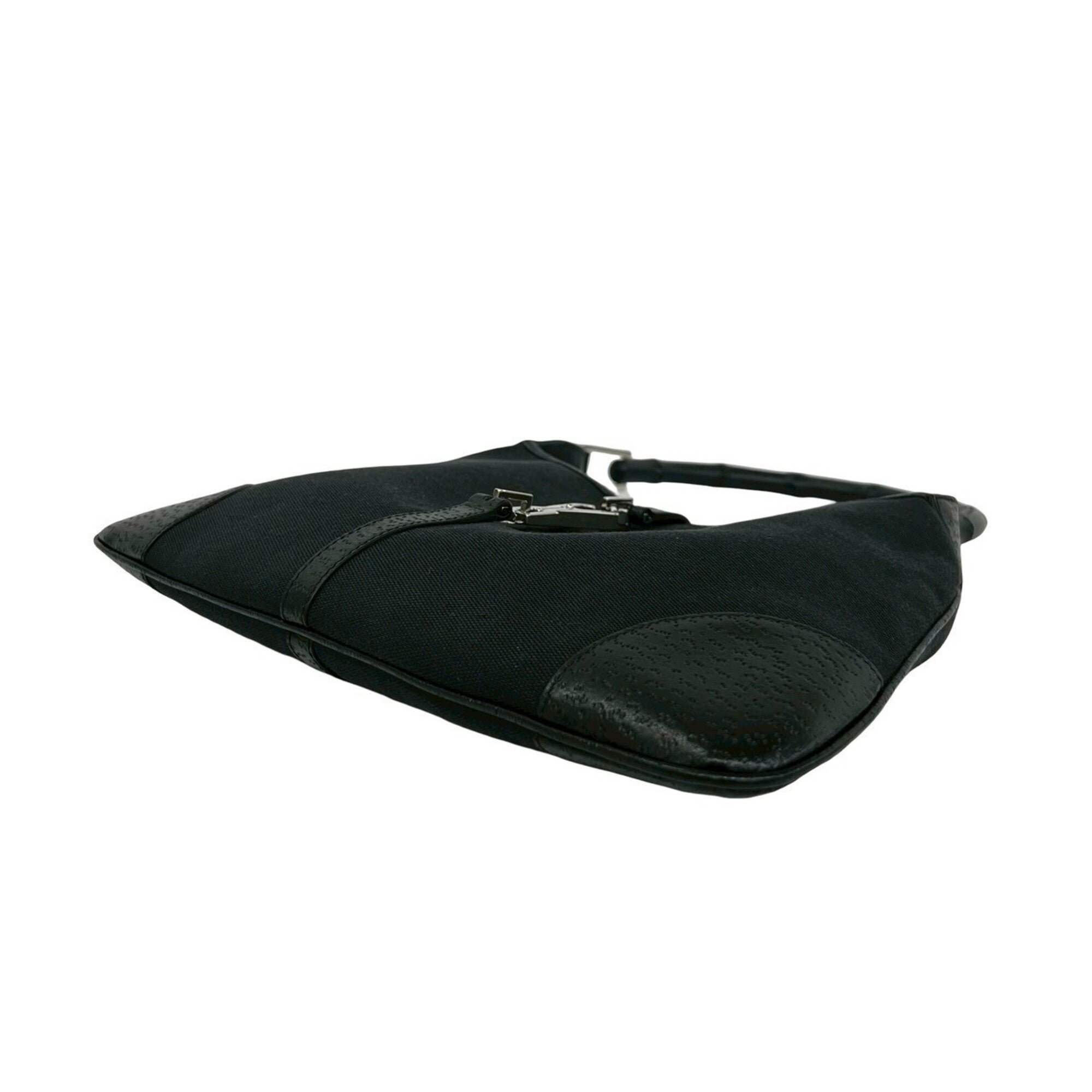 Gucci Black Canvas Leather Handbag Shoulder Bag (Pre-Owned)
