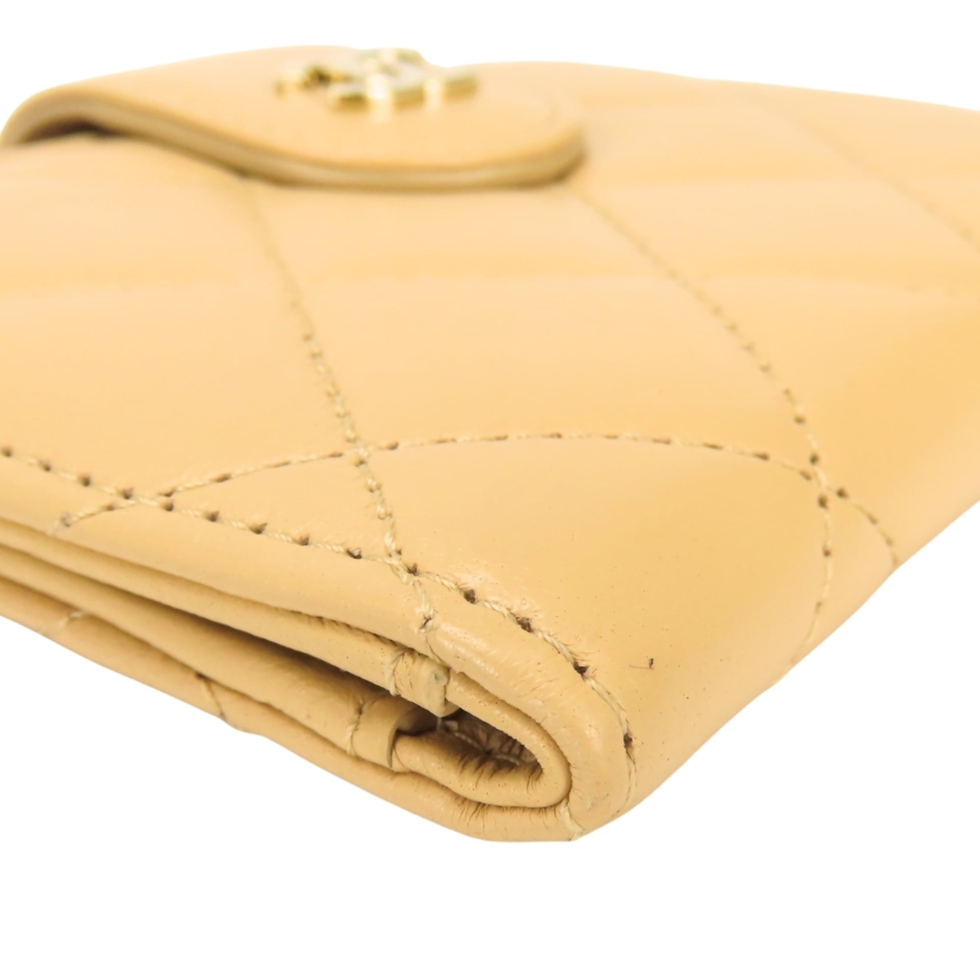 Chanel Beige Leather Coin Purse/Coin Case (Pre-Owned)