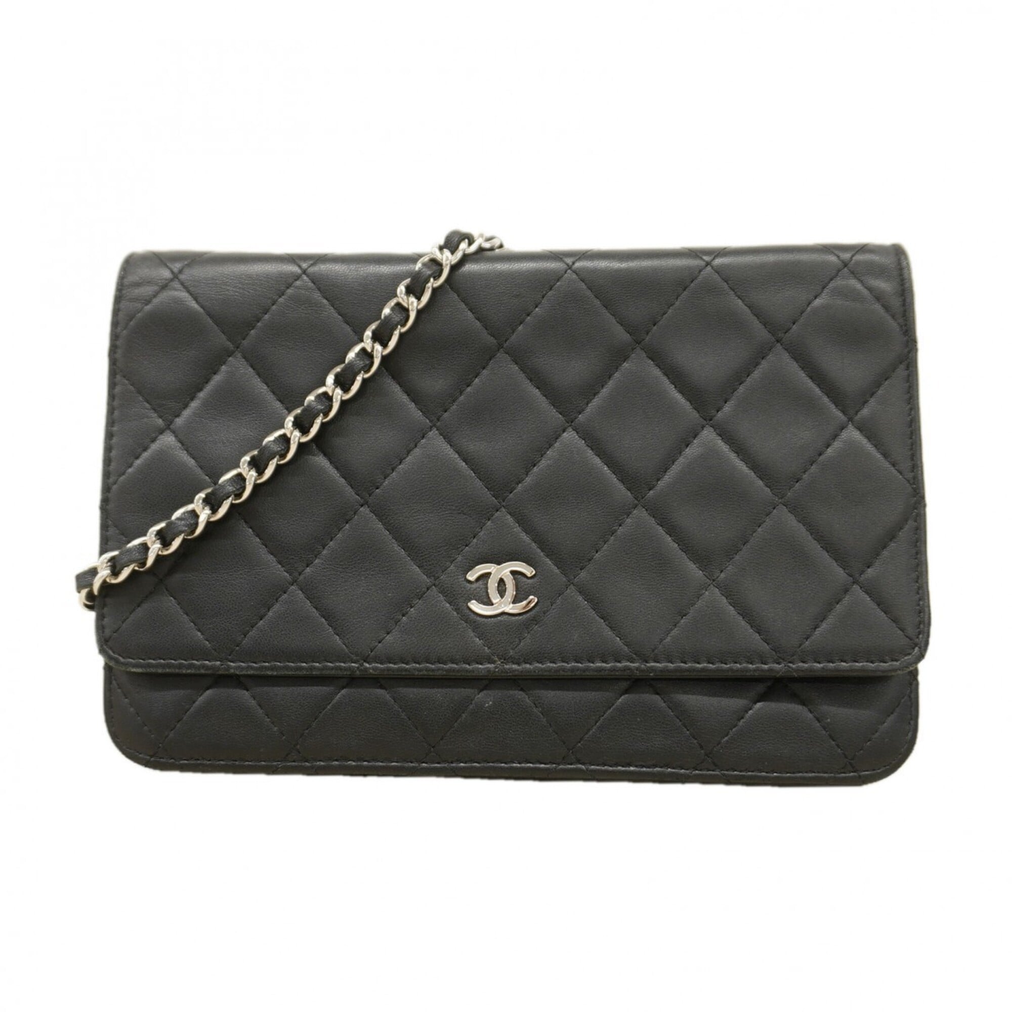 Chanel Black Leather Chain/Shoulder Wallet (Pre-Owned)