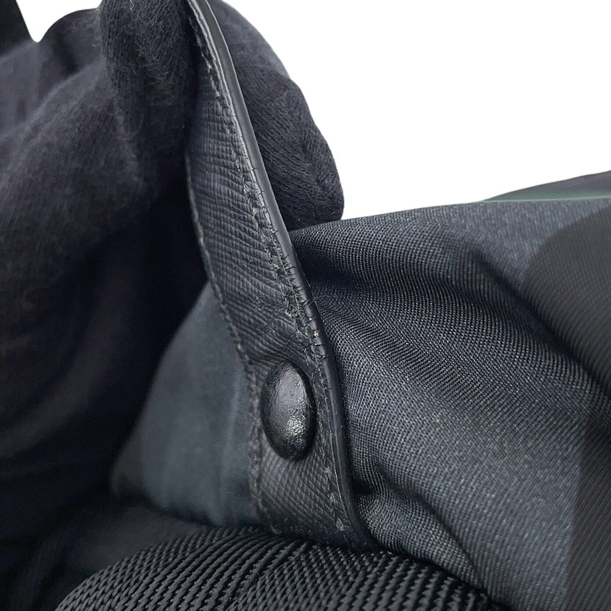 Prada Black Green Nylon Leather Backpack (Pre-Owned)