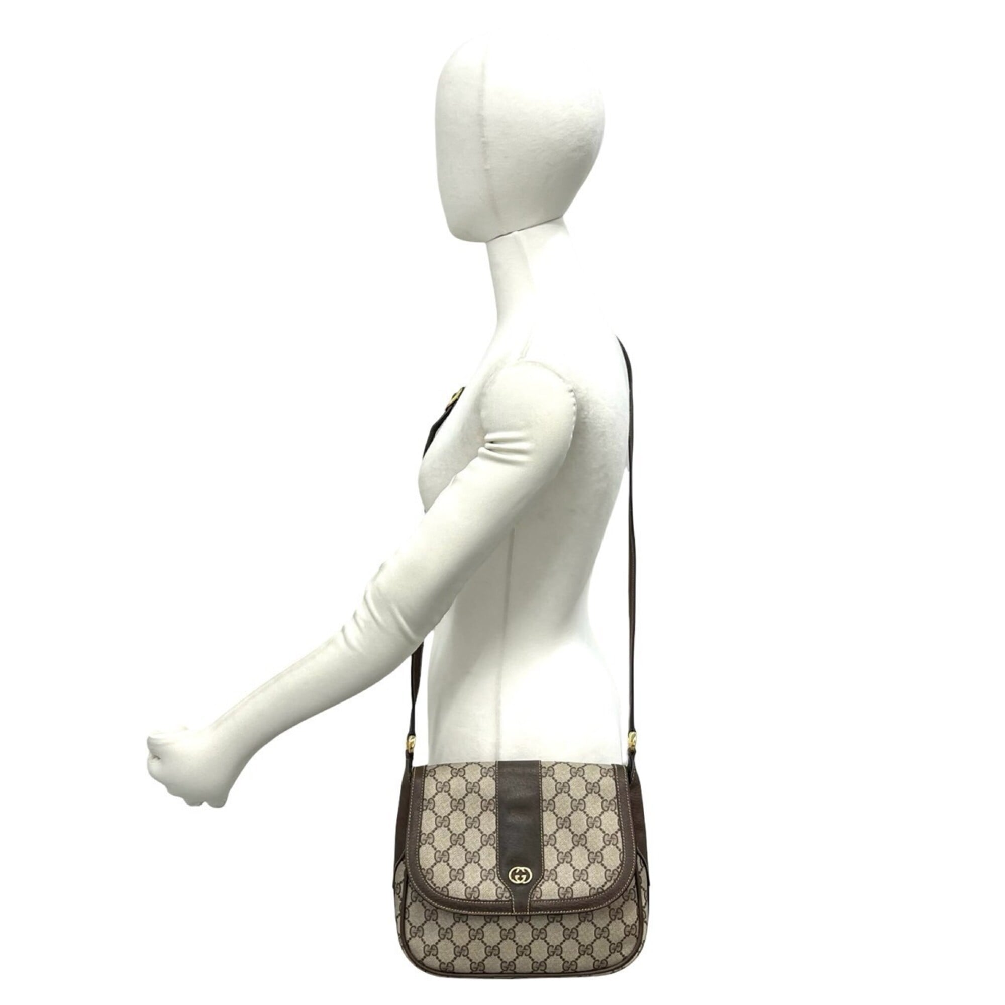 Gucci Brown Leather Pvc Pochette Shoulder Bag (Pre-Owned)