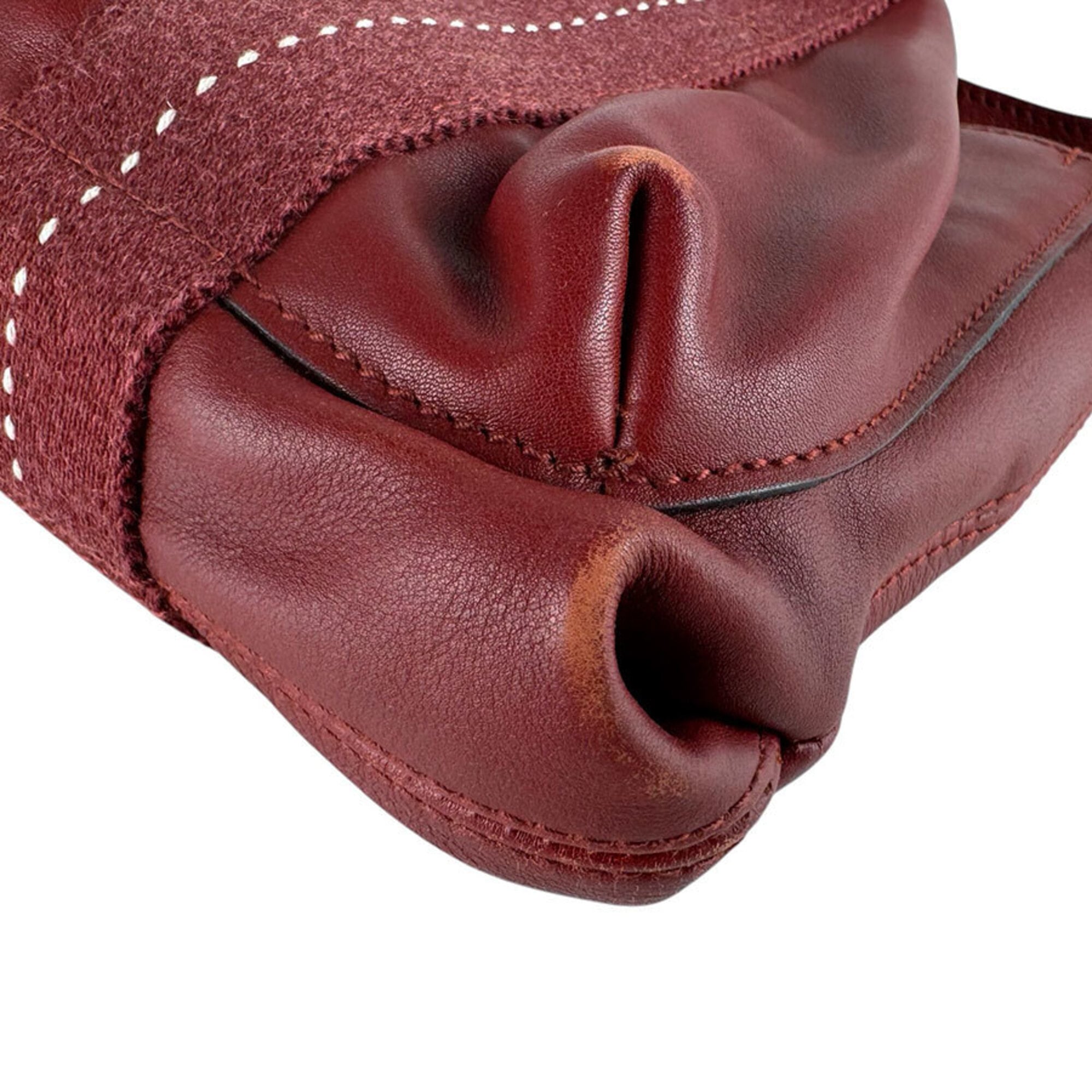 Hermes Dark Red Veau Derma Handbag (Pre-Owned)