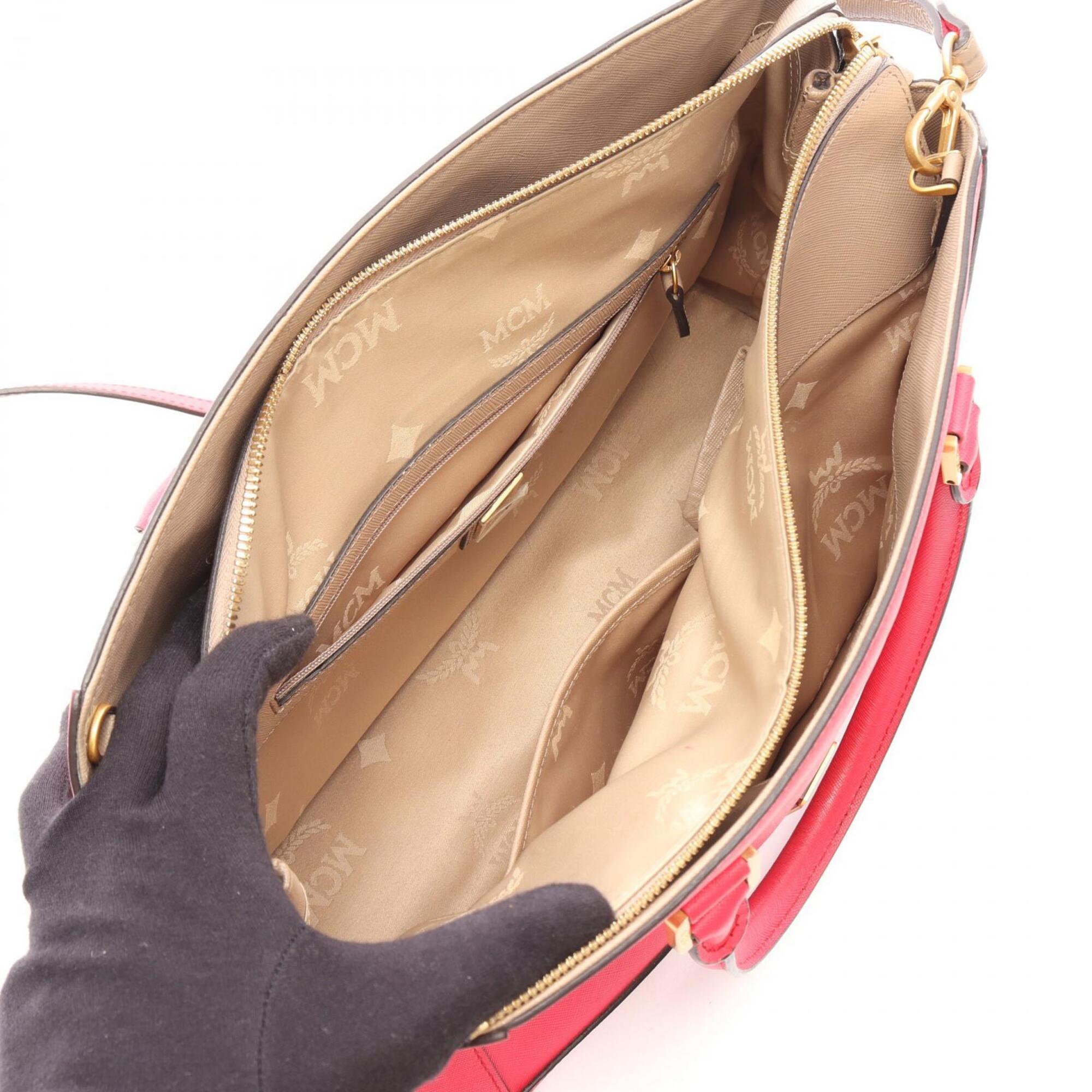 Mcm Beige Pink Leather Handbag (Pre-Owned)