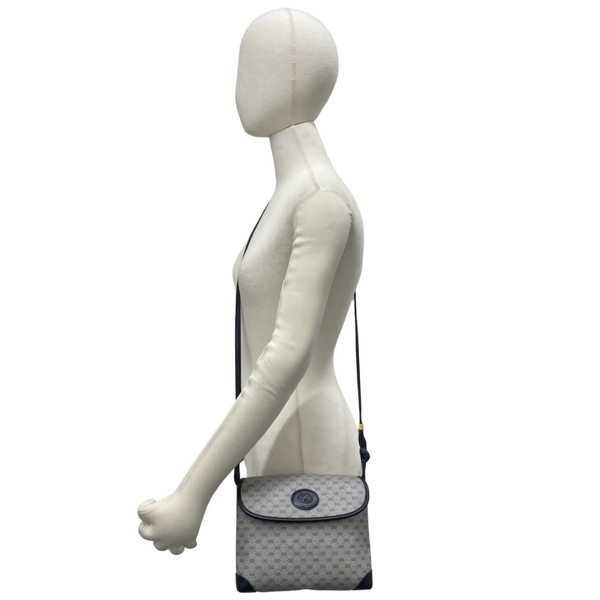Gucci Navy Leather Pvc Pochette Shoulder Bag (Pre-Owned)