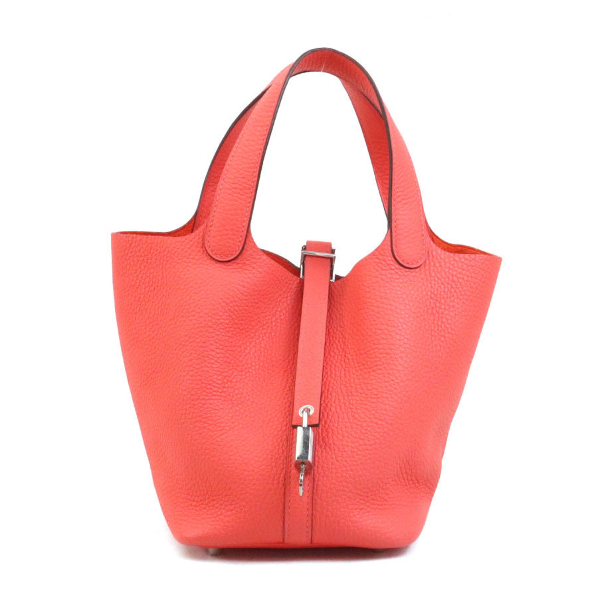 Hermes Silver Taurillon Clemence Leather Handbag (Pre-Owned)