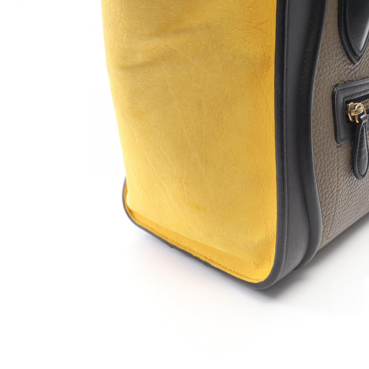 Celine Black Gray Yellow Leather Suede Handbag Tote Bag (Pre-Owned)