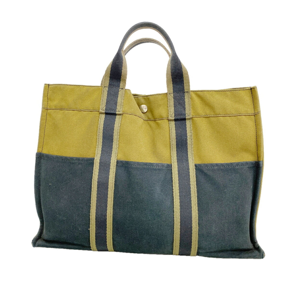 Hermes Black Khaki Canvas Tote Bag (Pre-Owned)